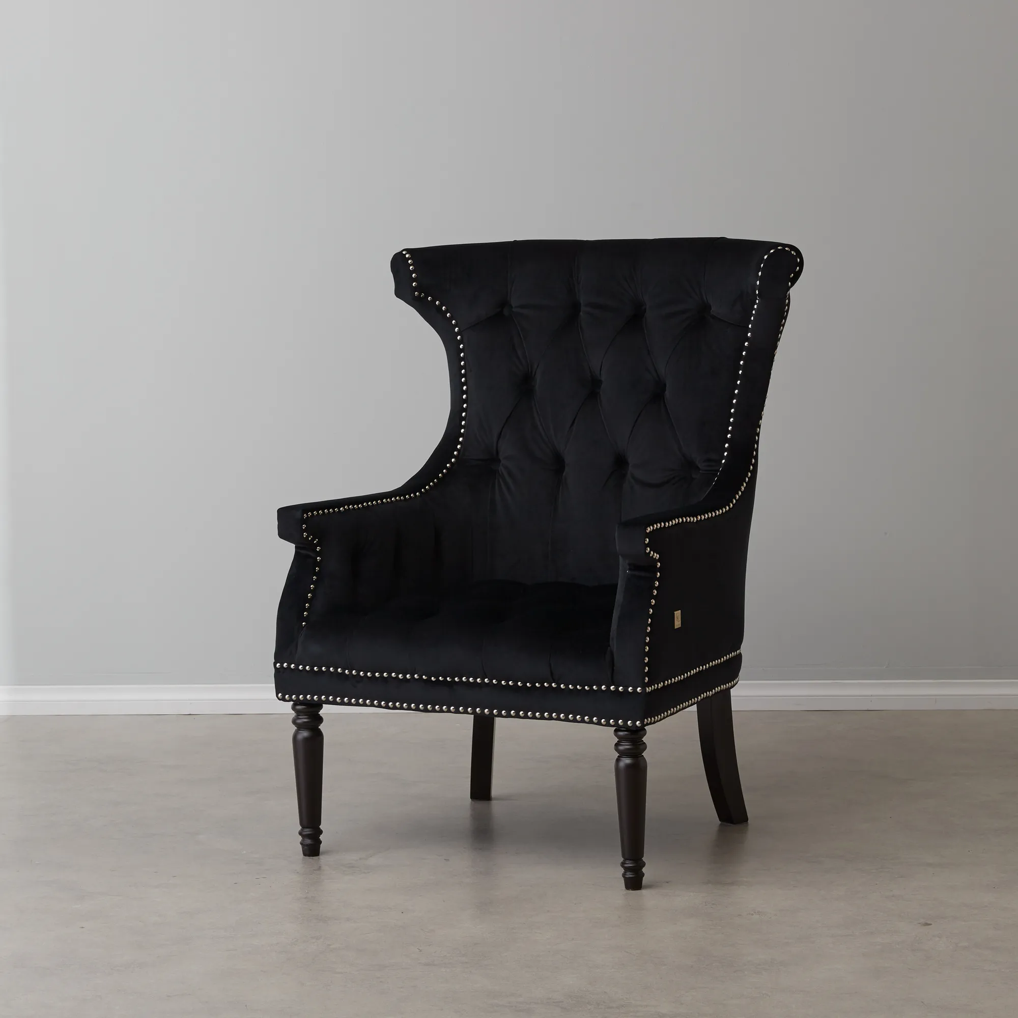 Deco Black Velvet Armchair