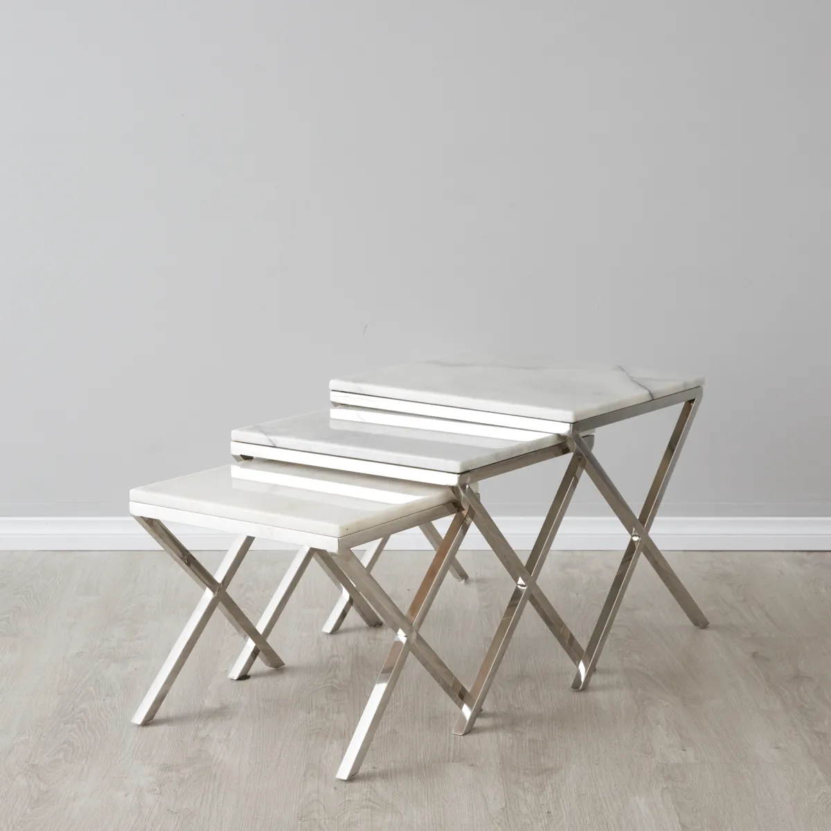 Belle White Marble Nested Side Tables 