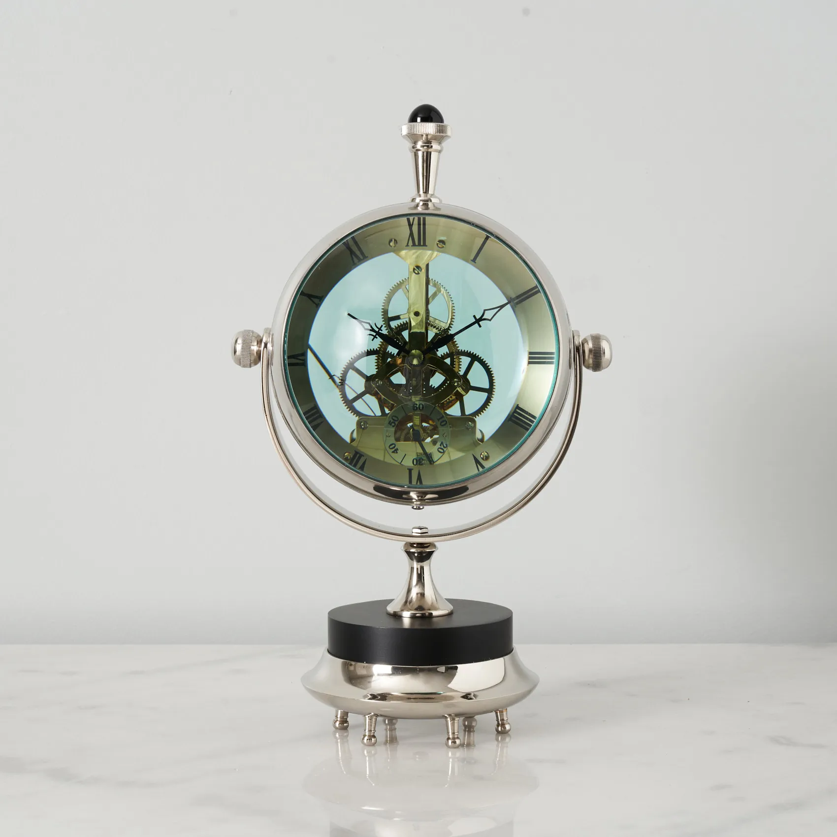 Magnified Maritime Silver Table Clock 