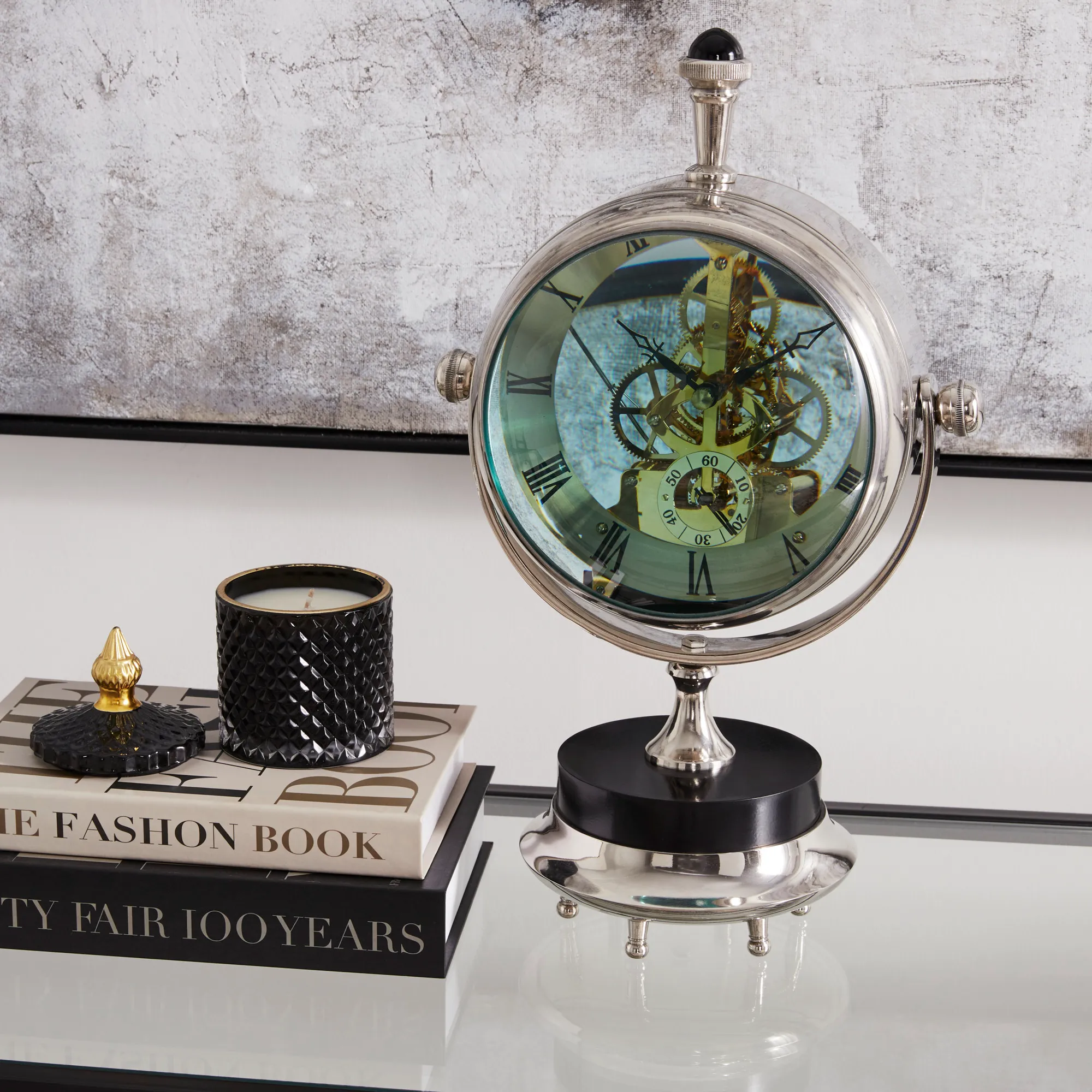 Magnified Maritime Silver Table Clock 