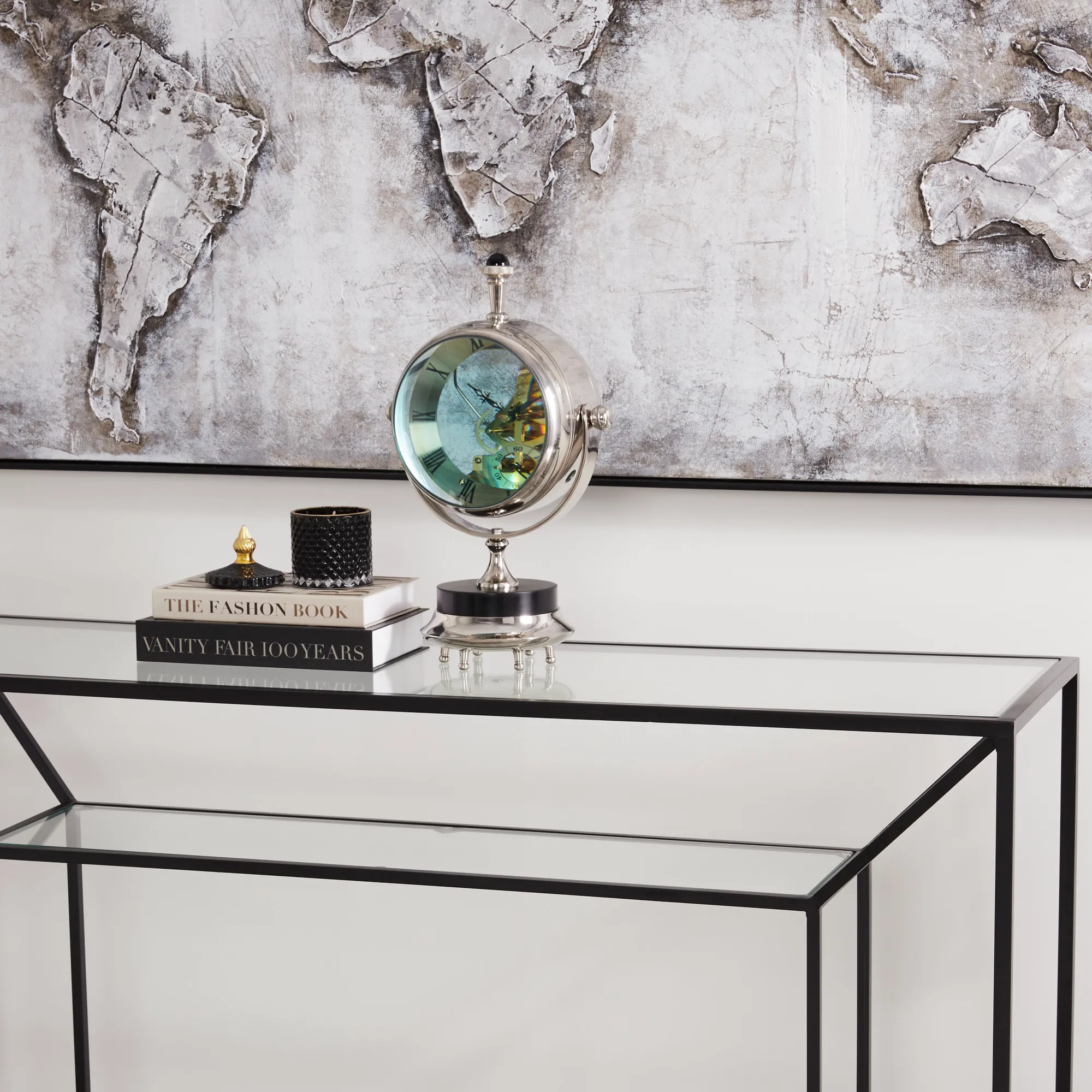 Magnified Maritime Silver Table Clock 