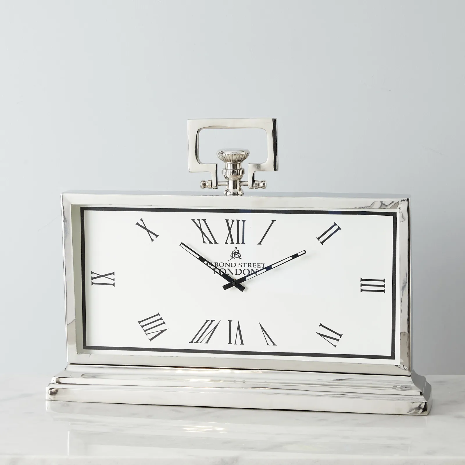 Deco Aluminium Nickel Table Clock