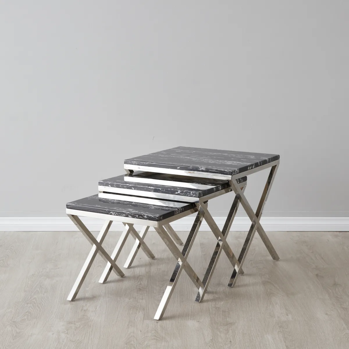 Belle Black Marble Nested Side Table 