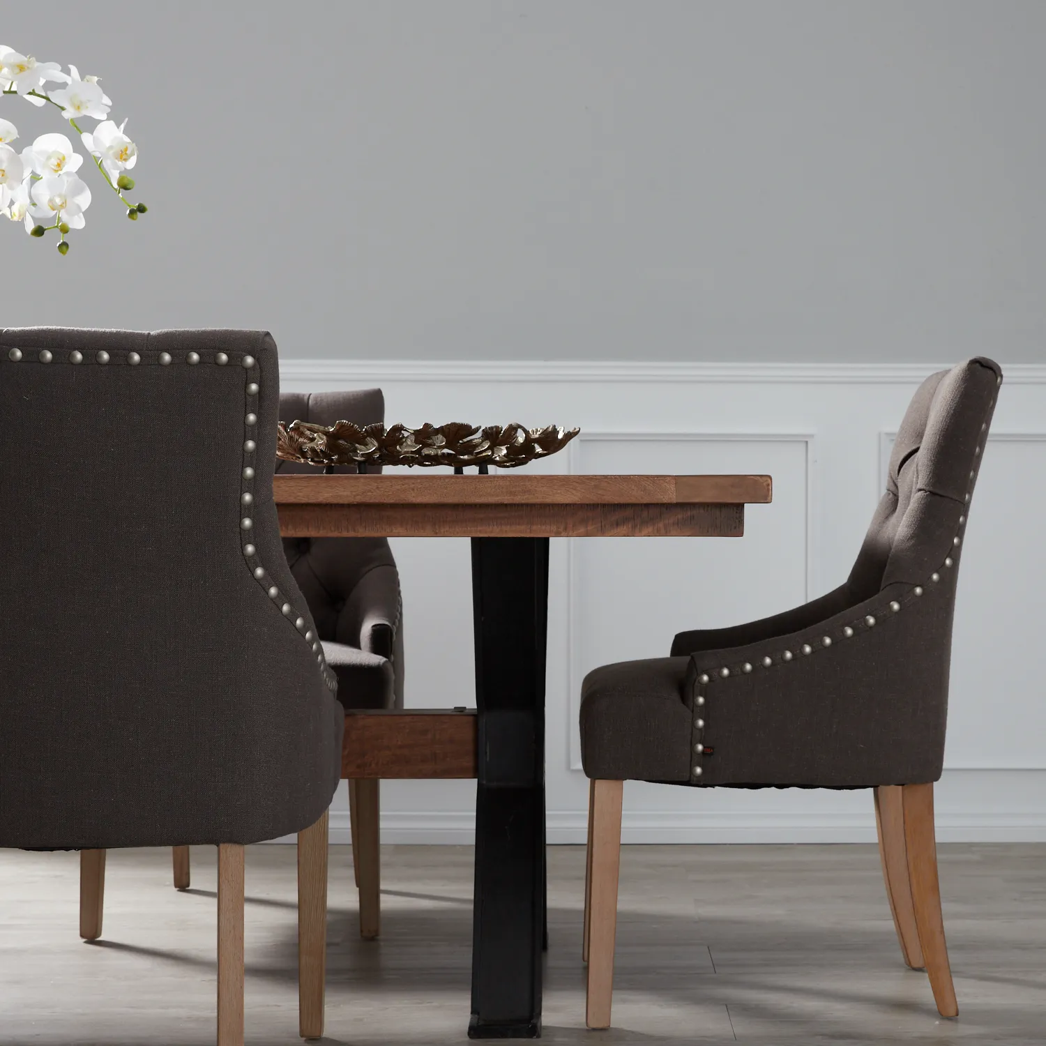 Linda Grey Linen Dining Chair