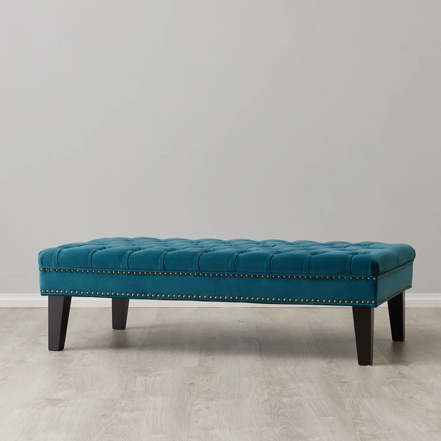 Vogue Peacock Blue Velvet Ottoman