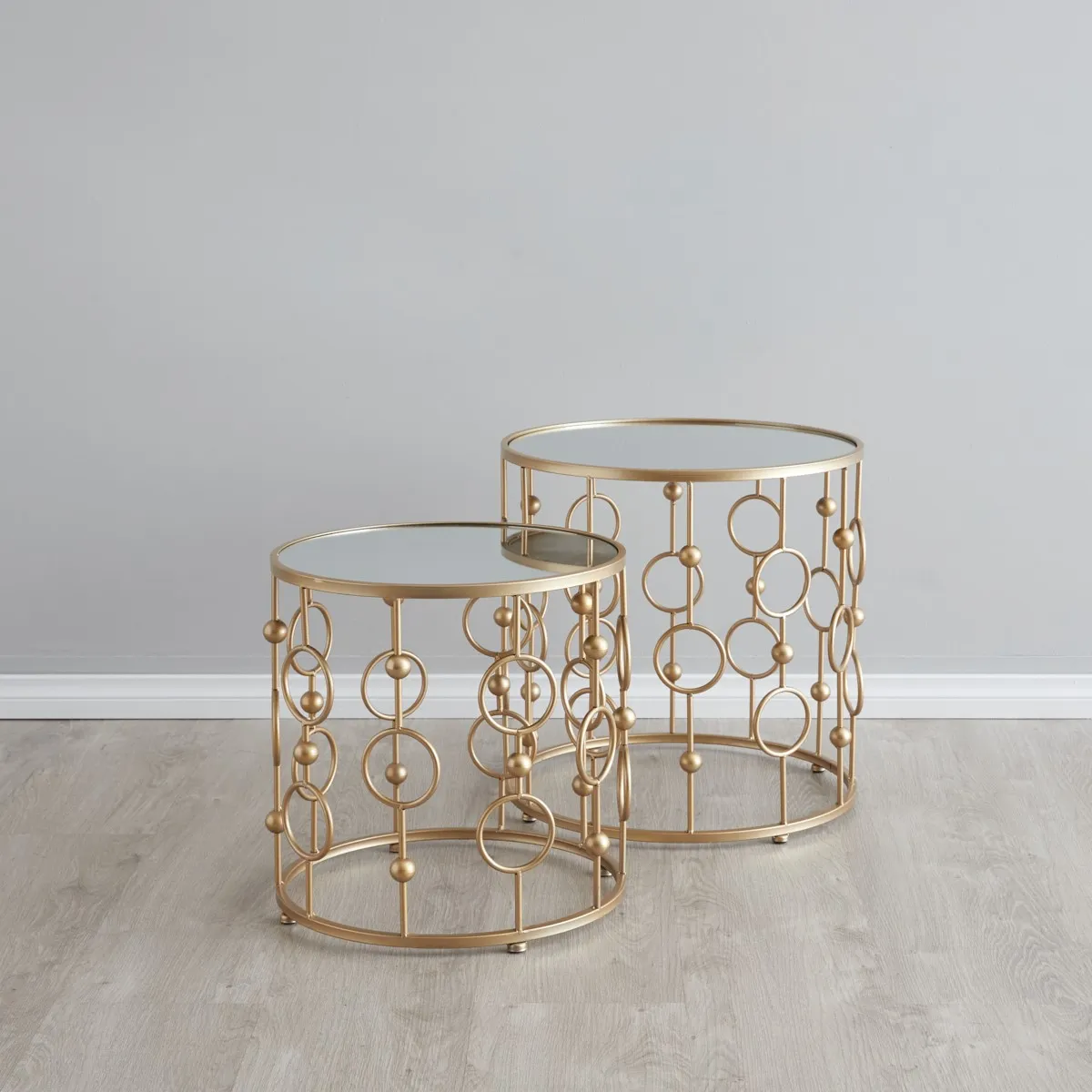 Mystic Antique Gold Mirror Side Tables 