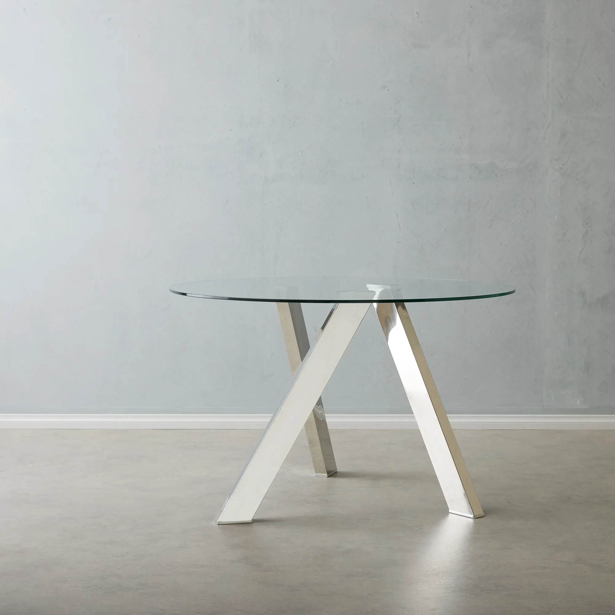 Jutta Glass 120cm Dining Table - Stainless Steel Legs