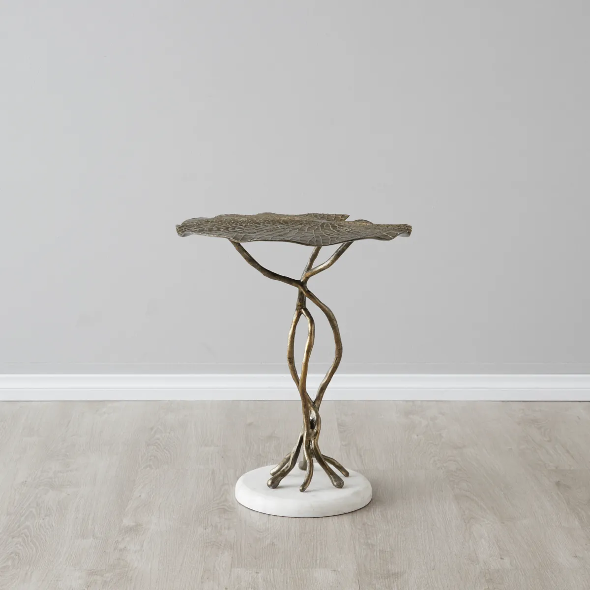 Dhara Antique Brass Finish Leaf Side Table