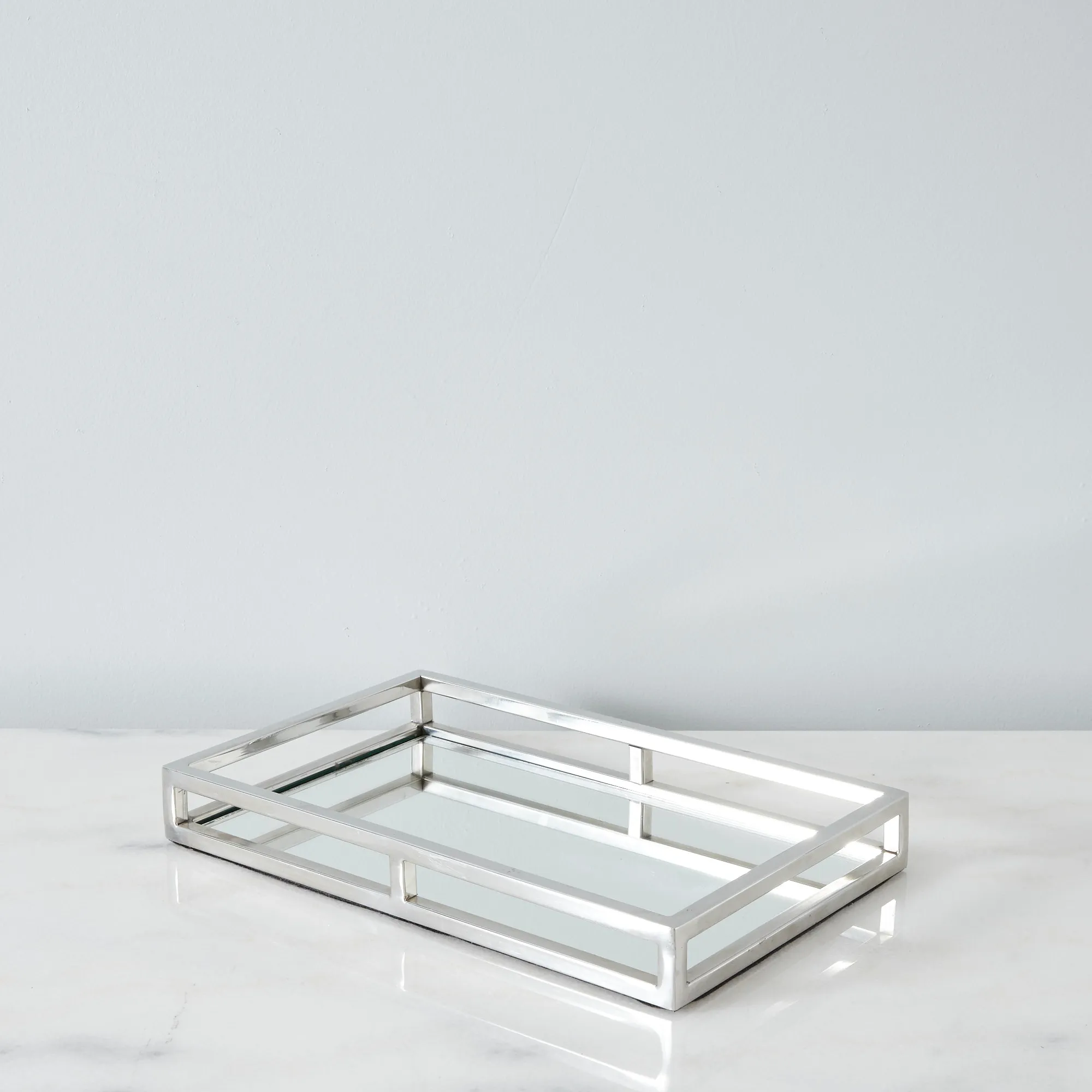 Celia Rectangular Stainless Steel Mirror Tray