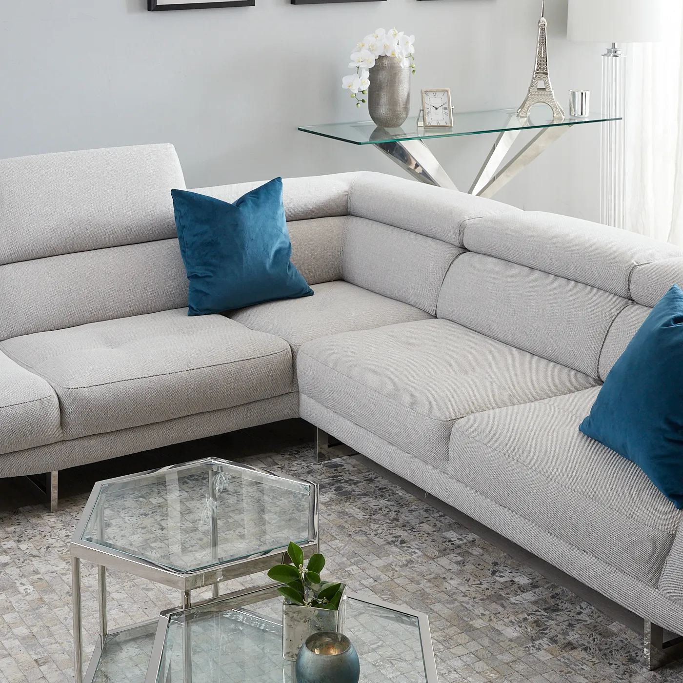 Remi Ocean Blue Velvet Cushion