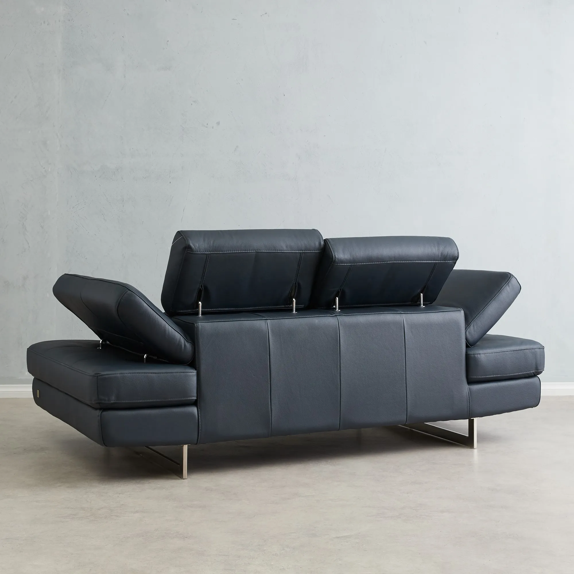Lennox Night Blue Leather 2-Seater Sofa