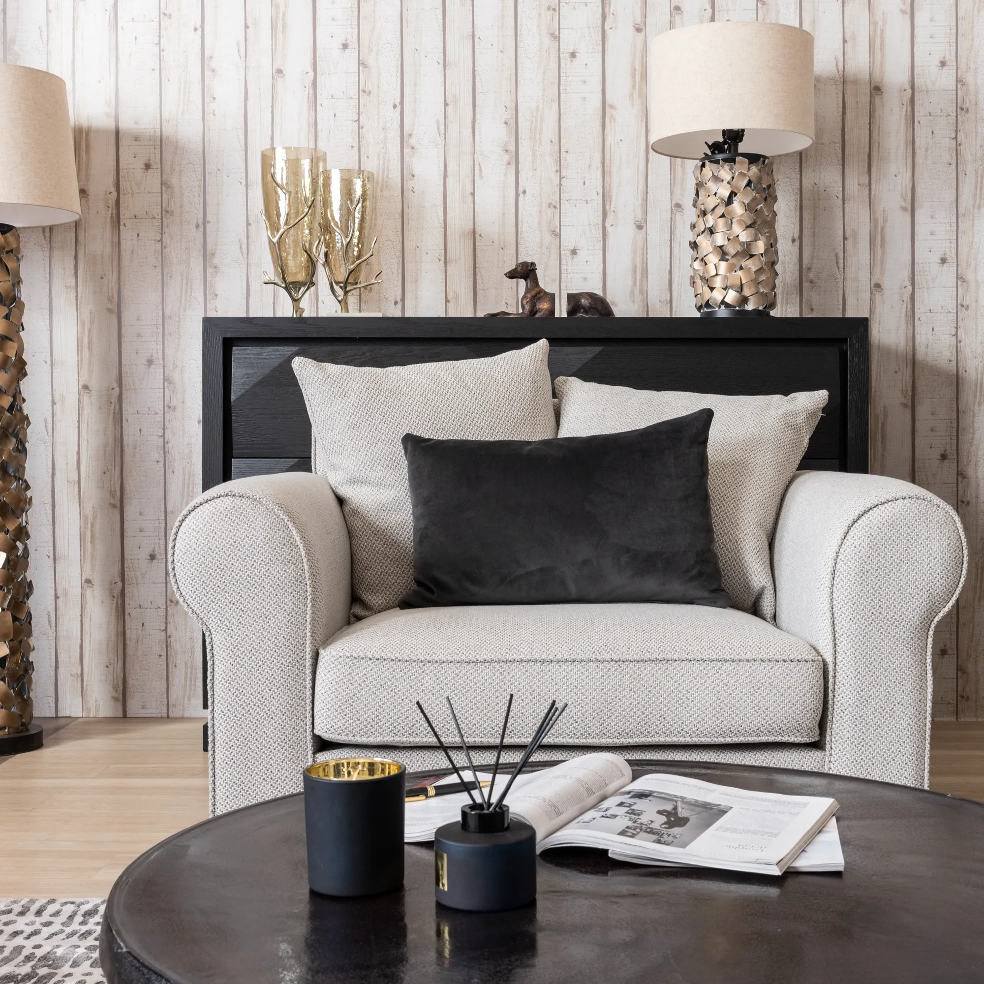 Laurie Ash Grey Fabric Single Seat Sofa