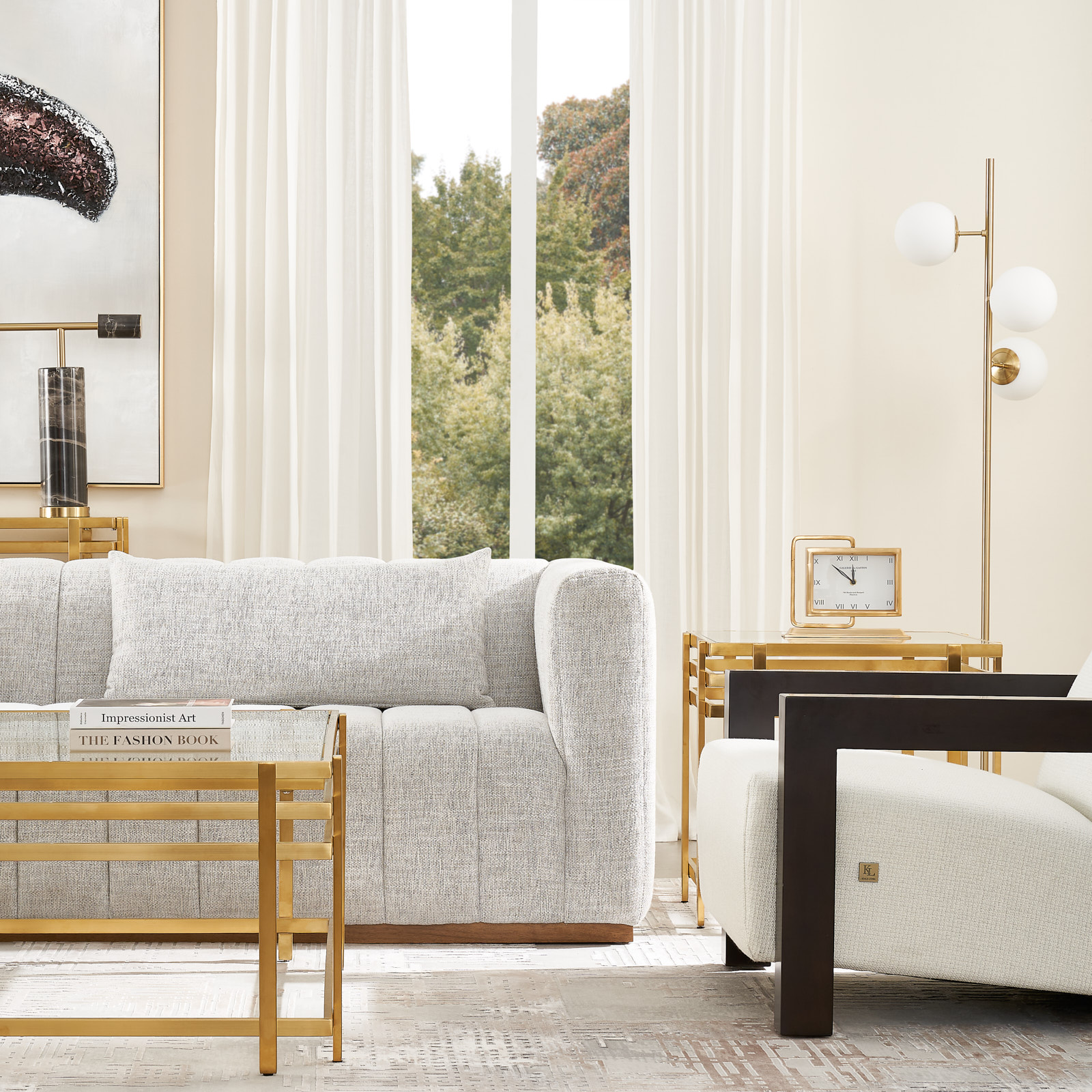 Storme Murmur White Fabric 3-Seater Sofa