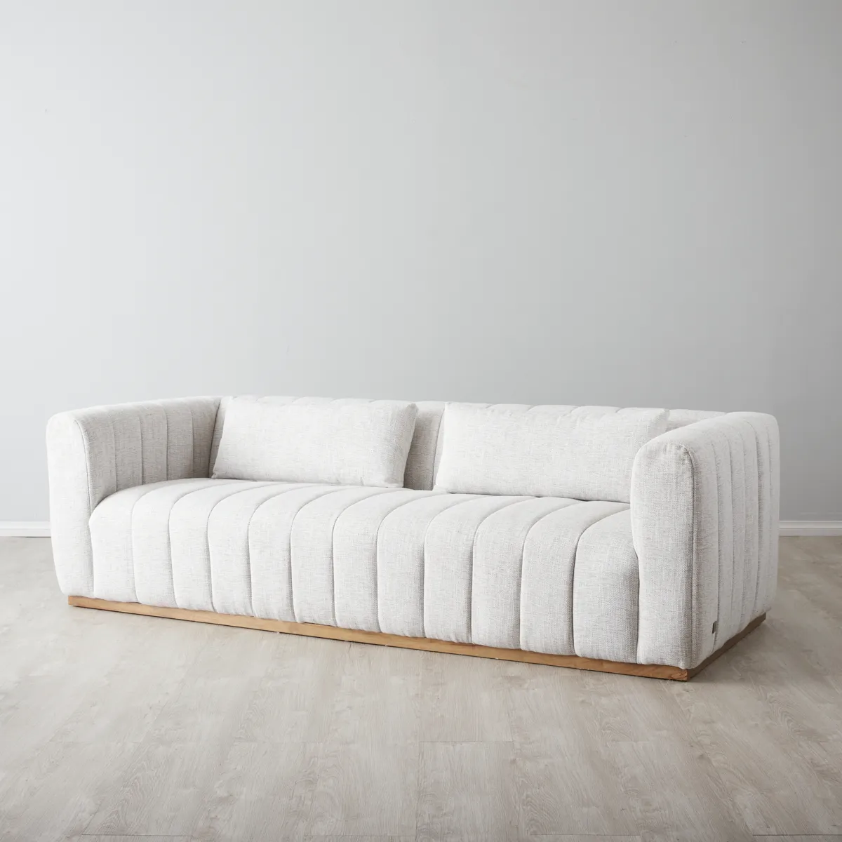 Storme Murmur White Fabric 3-Seater Sofa