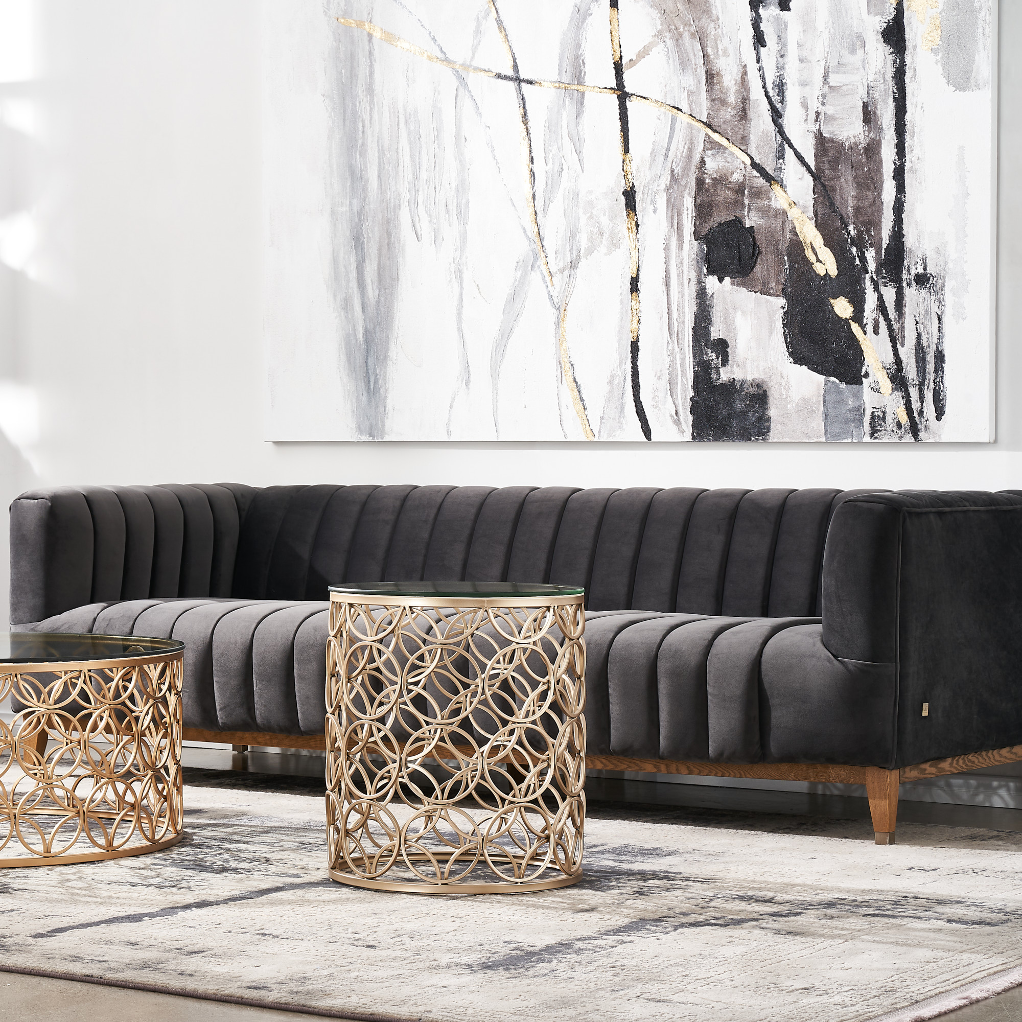 Cody Champagne Gold Glass Side Table