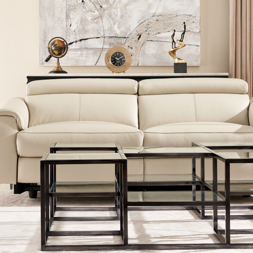 Bruce Cream Leather 3-Seater Electric Recliner 