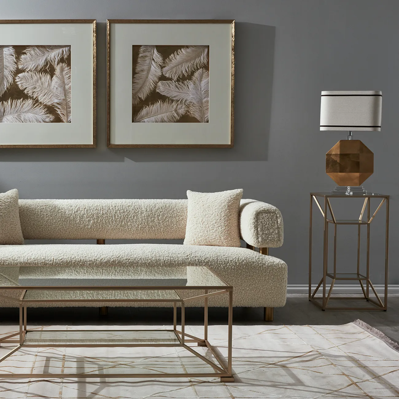 Laila Glass Side Table - Gold Iron Frame 