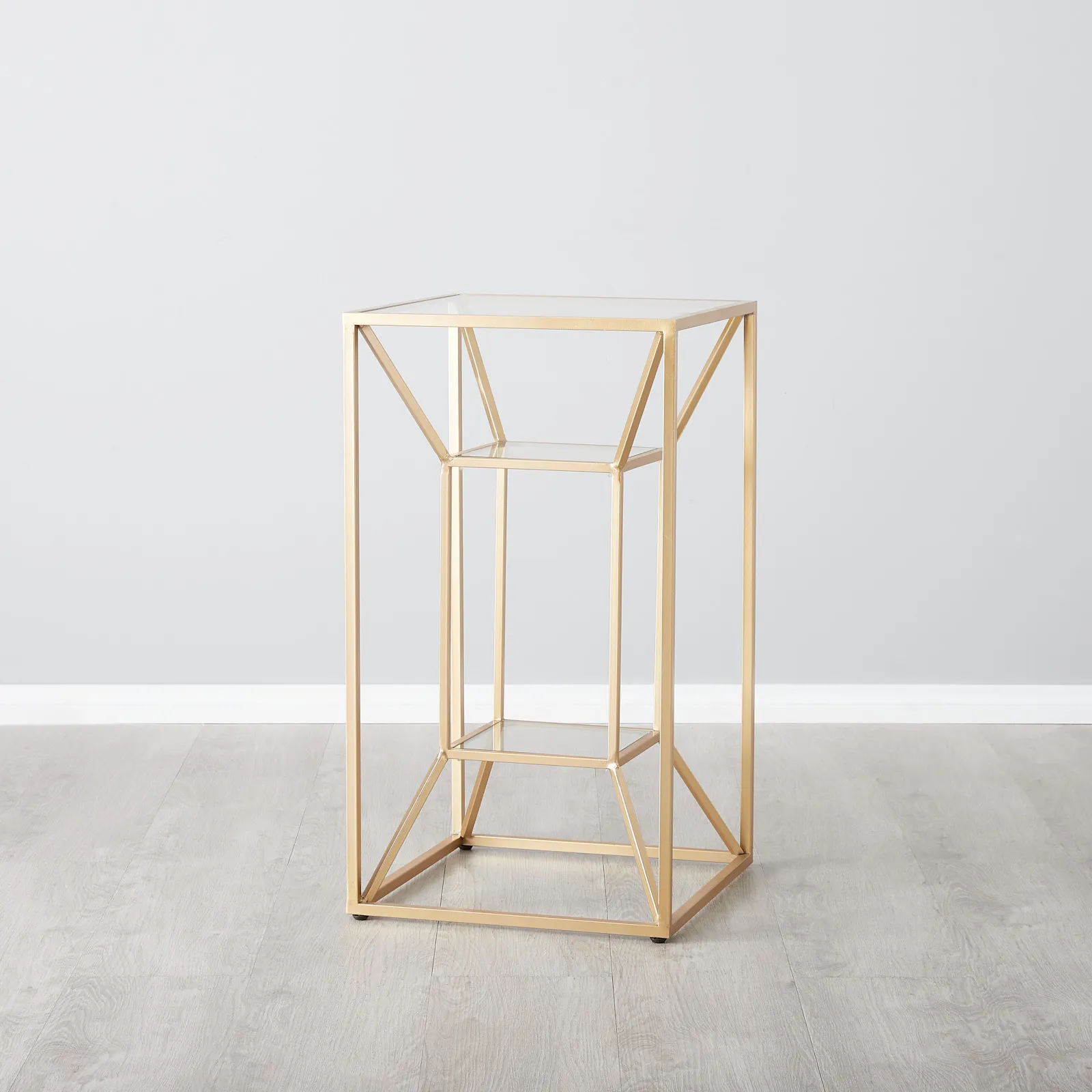 Laila Glass Side Table - Gold Iron Frame 