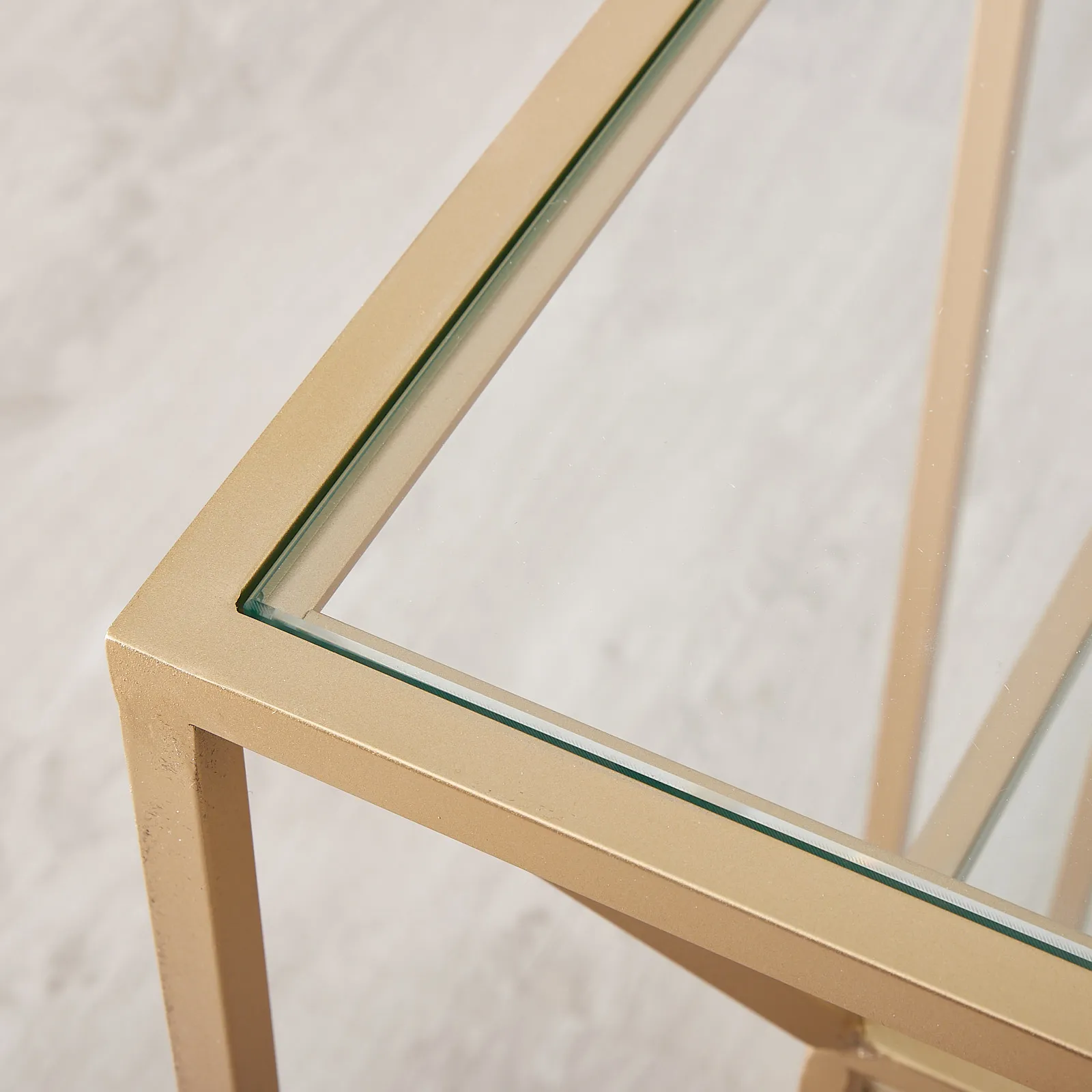 Laila Glass Side Table - Gold Iron Frame 