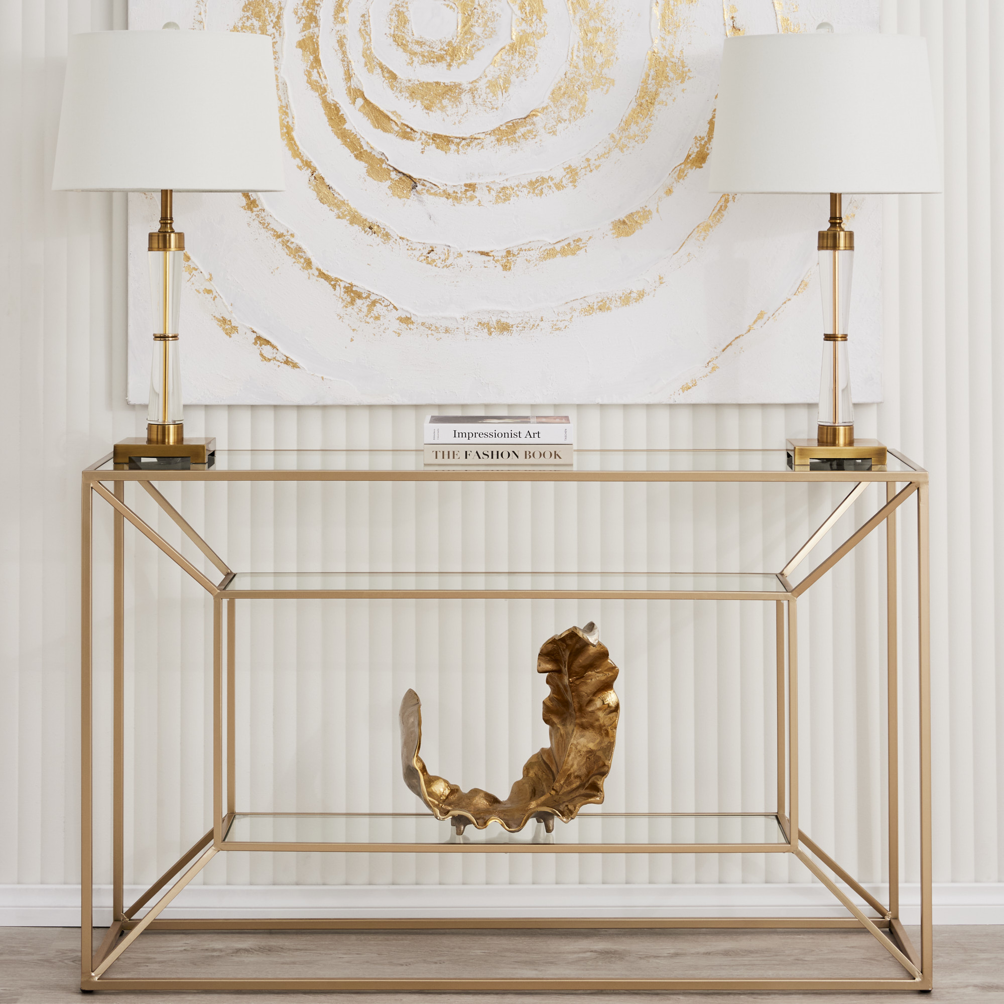 Laila Glass Sideboard - Gold Iron Frame 