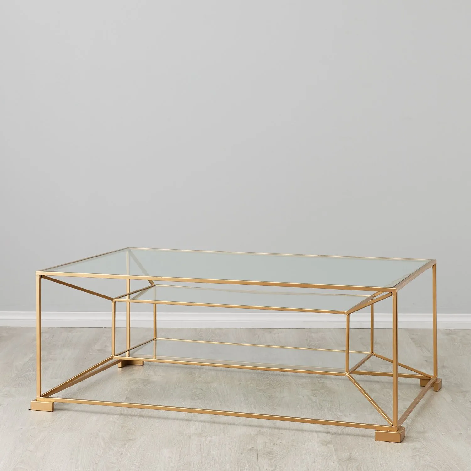 Laila Glass Coffee Table - Gold Iron Frame 