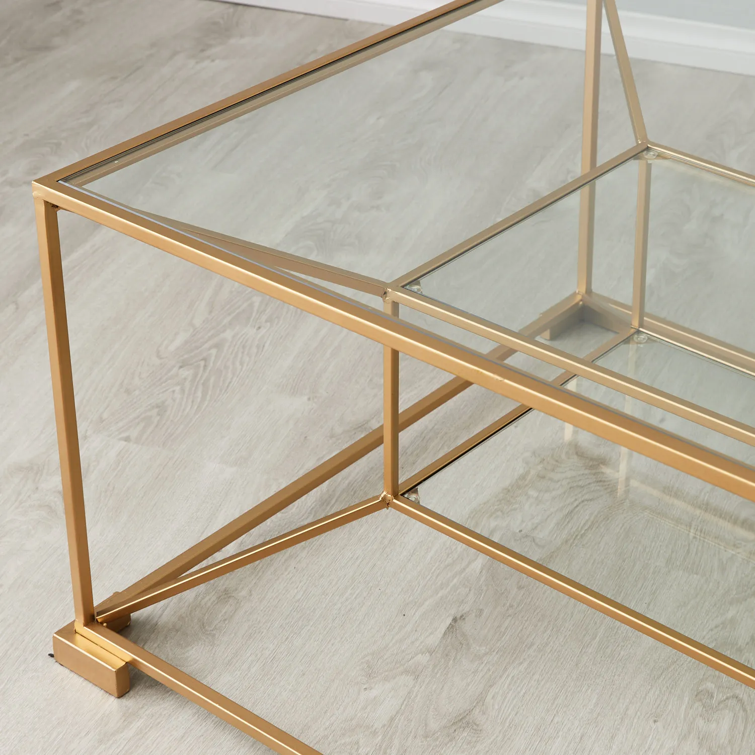 Laila Glass Coffee Table - Gold Iron Frame 