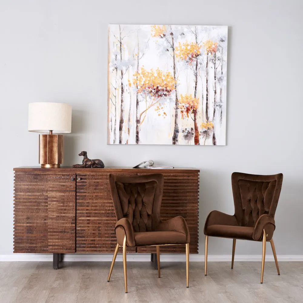 Henry Chocolate Velvet Dining Chair - Brushed Gold Legs