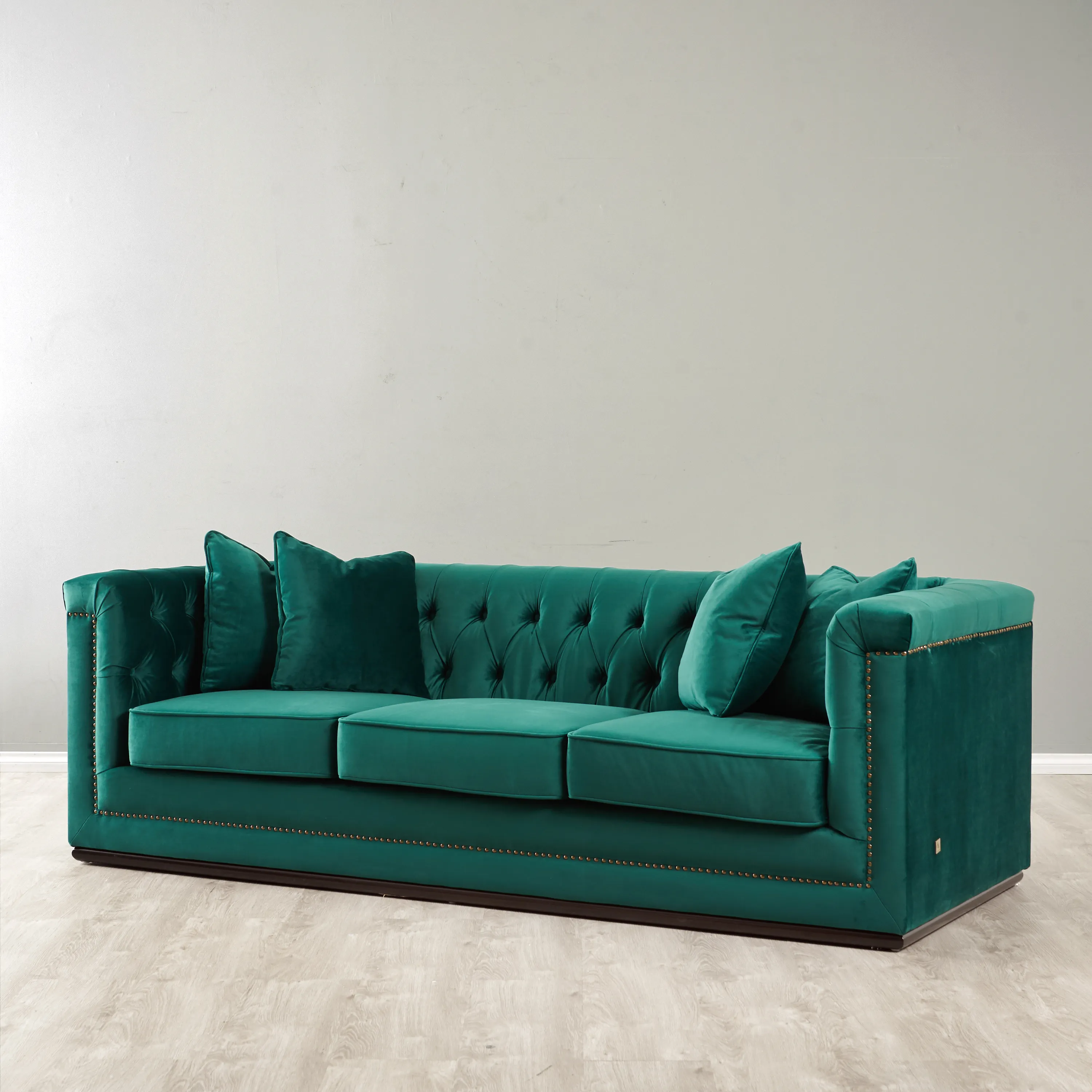 Pascal Emerald Velvet 3-Seater Sofa 