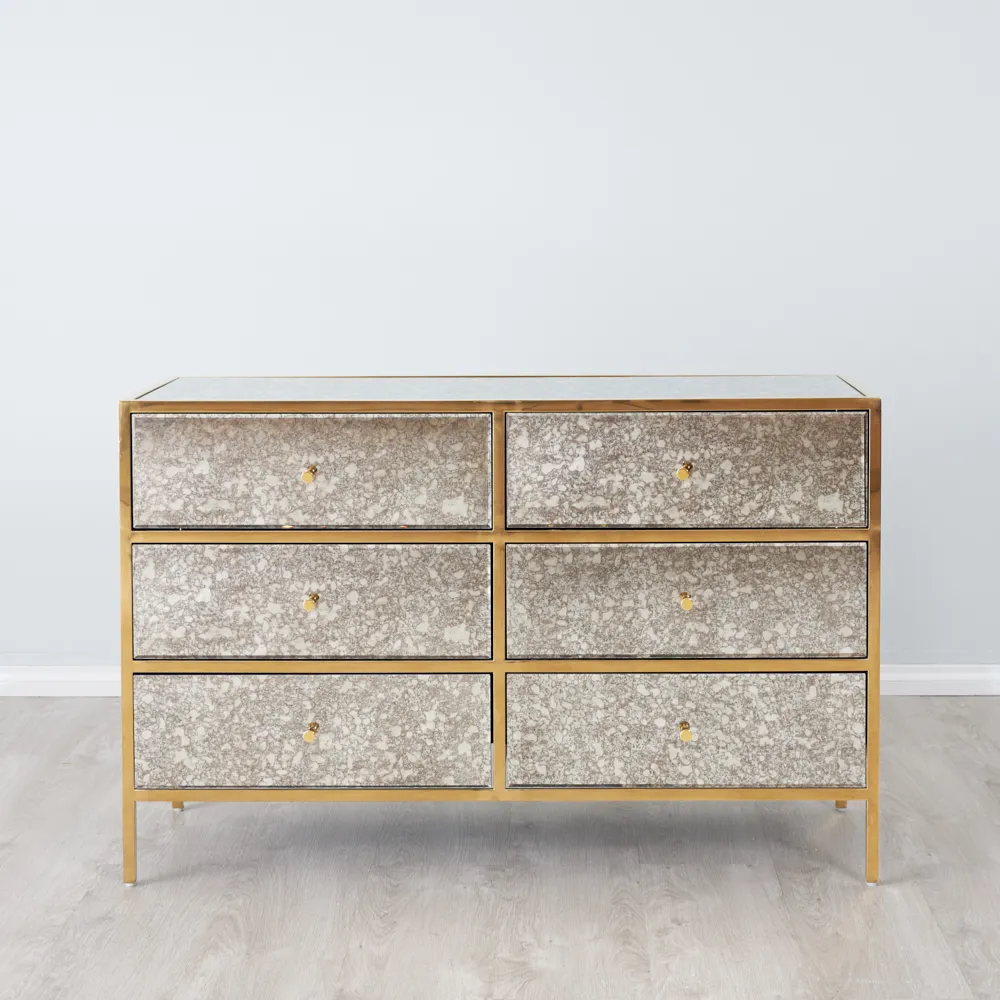Helena Antique Glass Dresser - Gold Frame