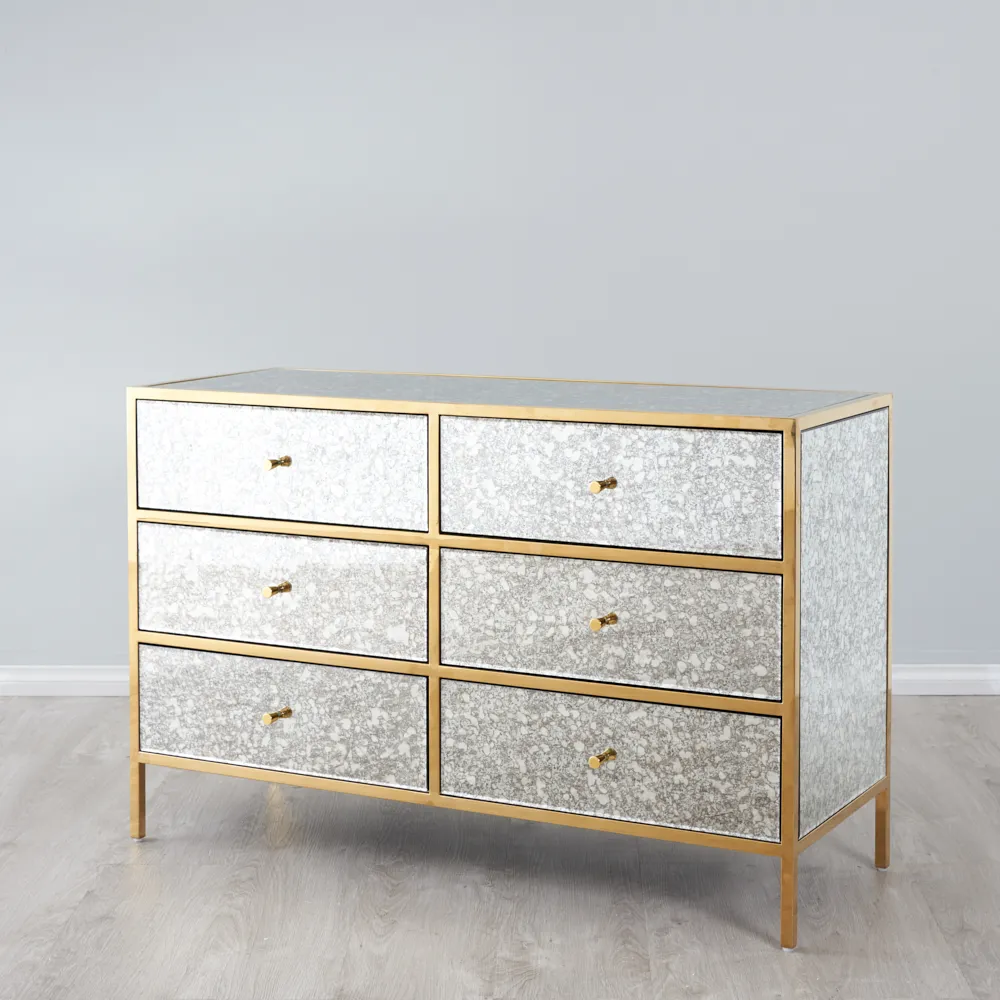 Helena Antique Glass Dresser - Gold Frame