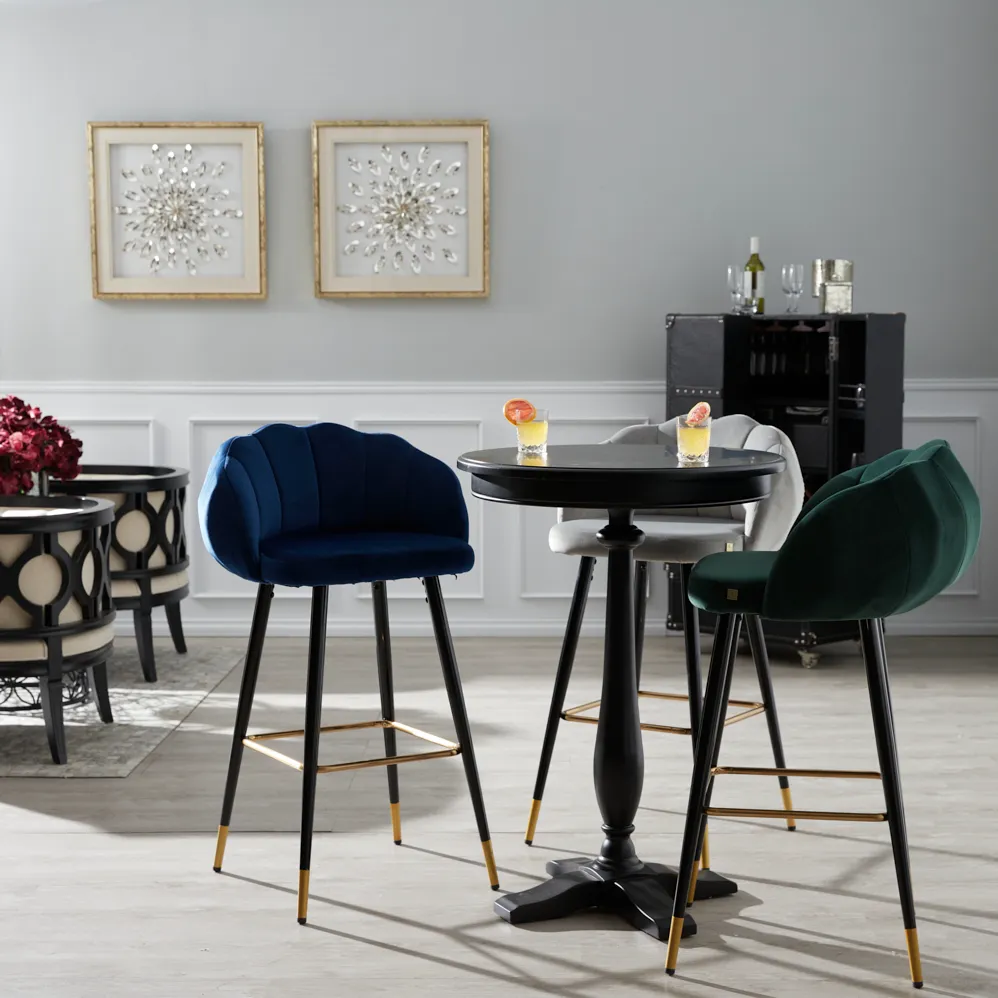 Amber Bar Stool - Dark Blue 