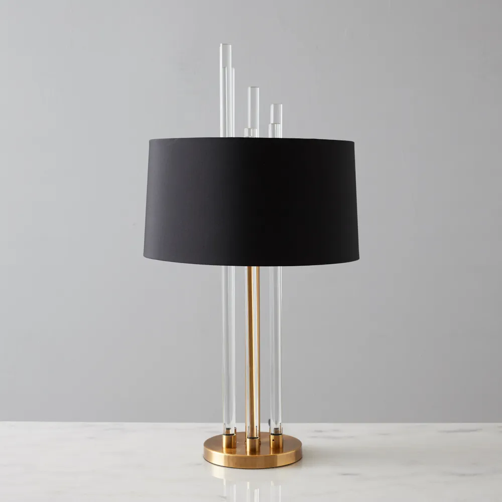 Cassy Polished Gold Table Lamp - Black Fabric Lamp Shade