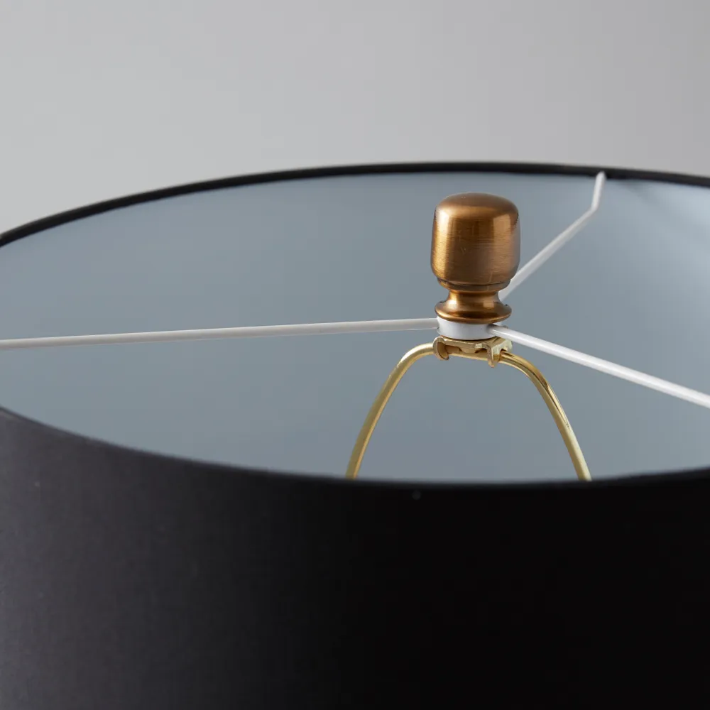 Franklin Brushed Bronze Metal Table Lamp - Black Fabric Lamp Shade