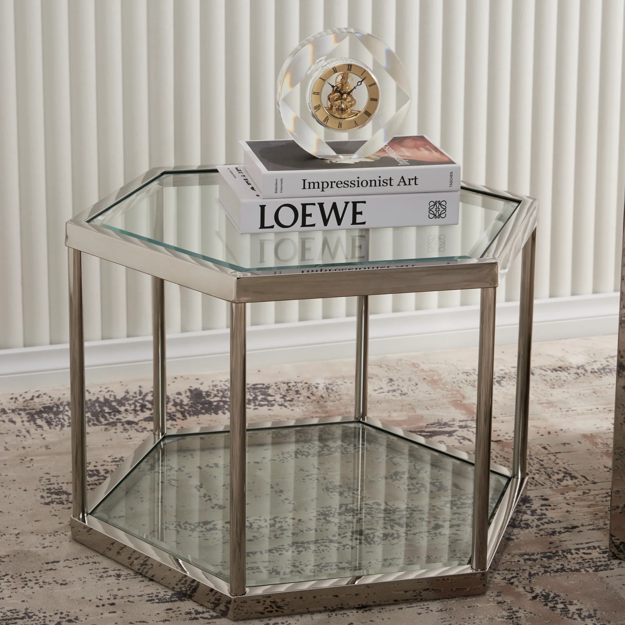 Hexagonal Side Table 40cm - Silver