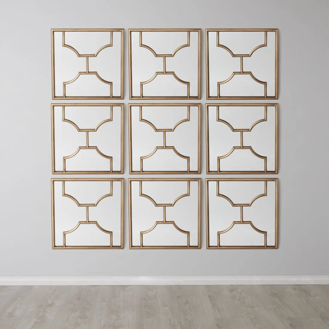Tessellated Antique Gold Square Mirror 