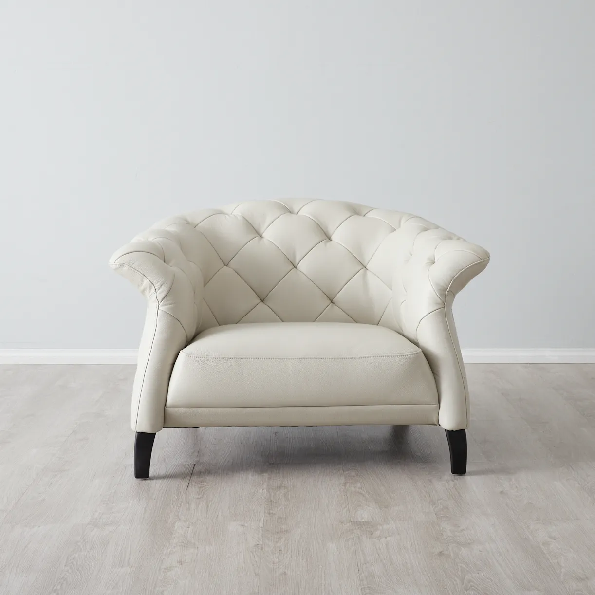 Regal Cream Leather Single Seat Sofa