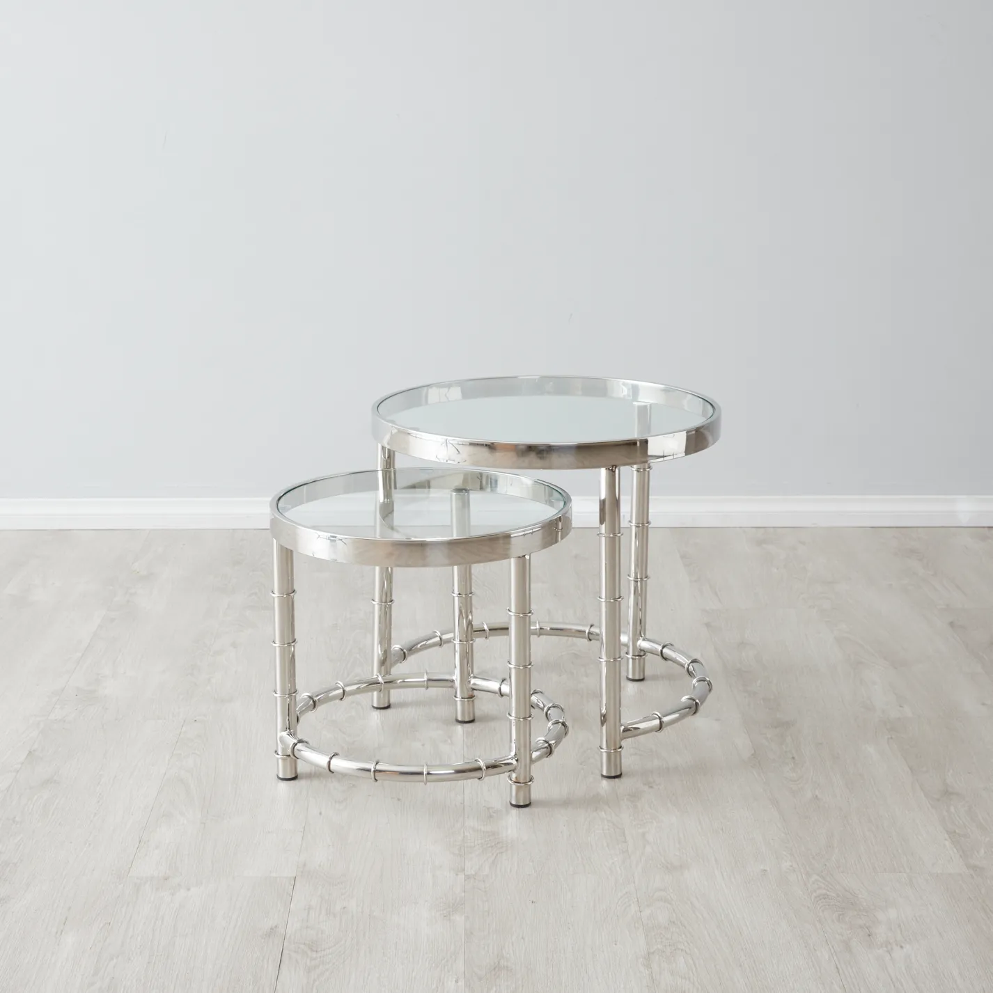 Balmoral II Silver Round Nested Side Tables 
