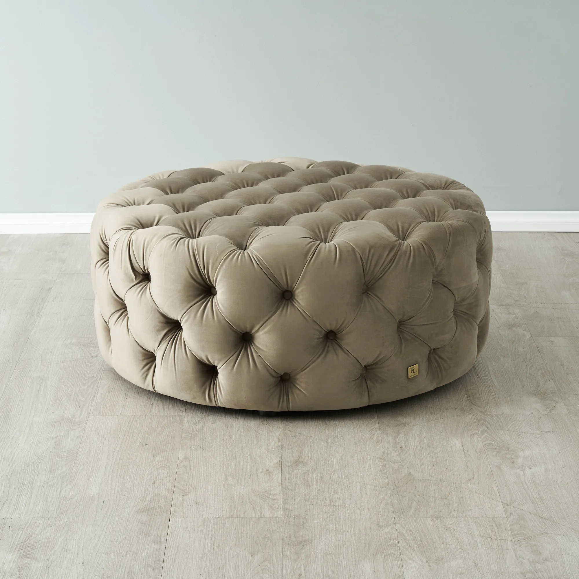 Kelly Beige Velvet Ottoman