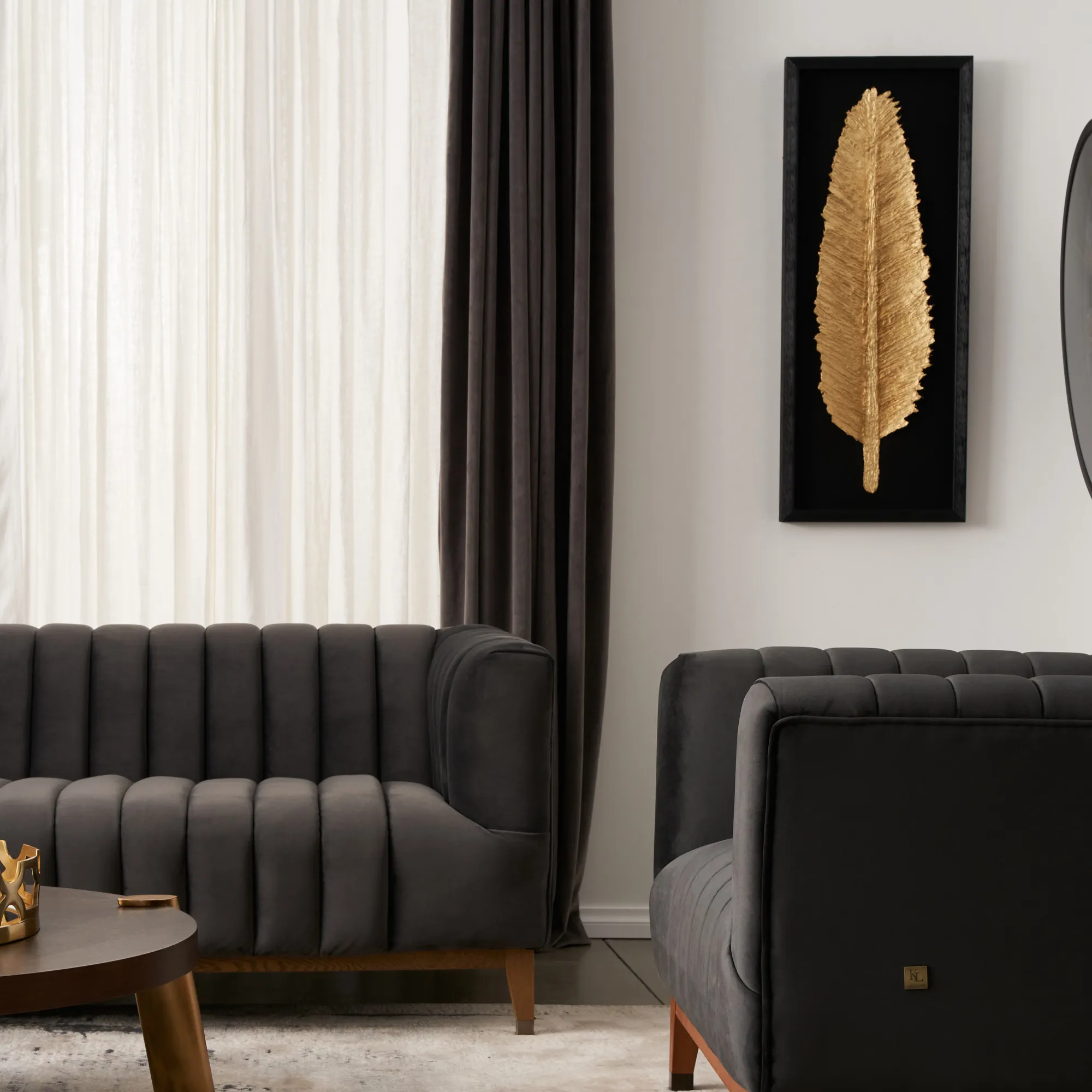 Astoria III Charcoal Velvet 2-Seater Sofa 