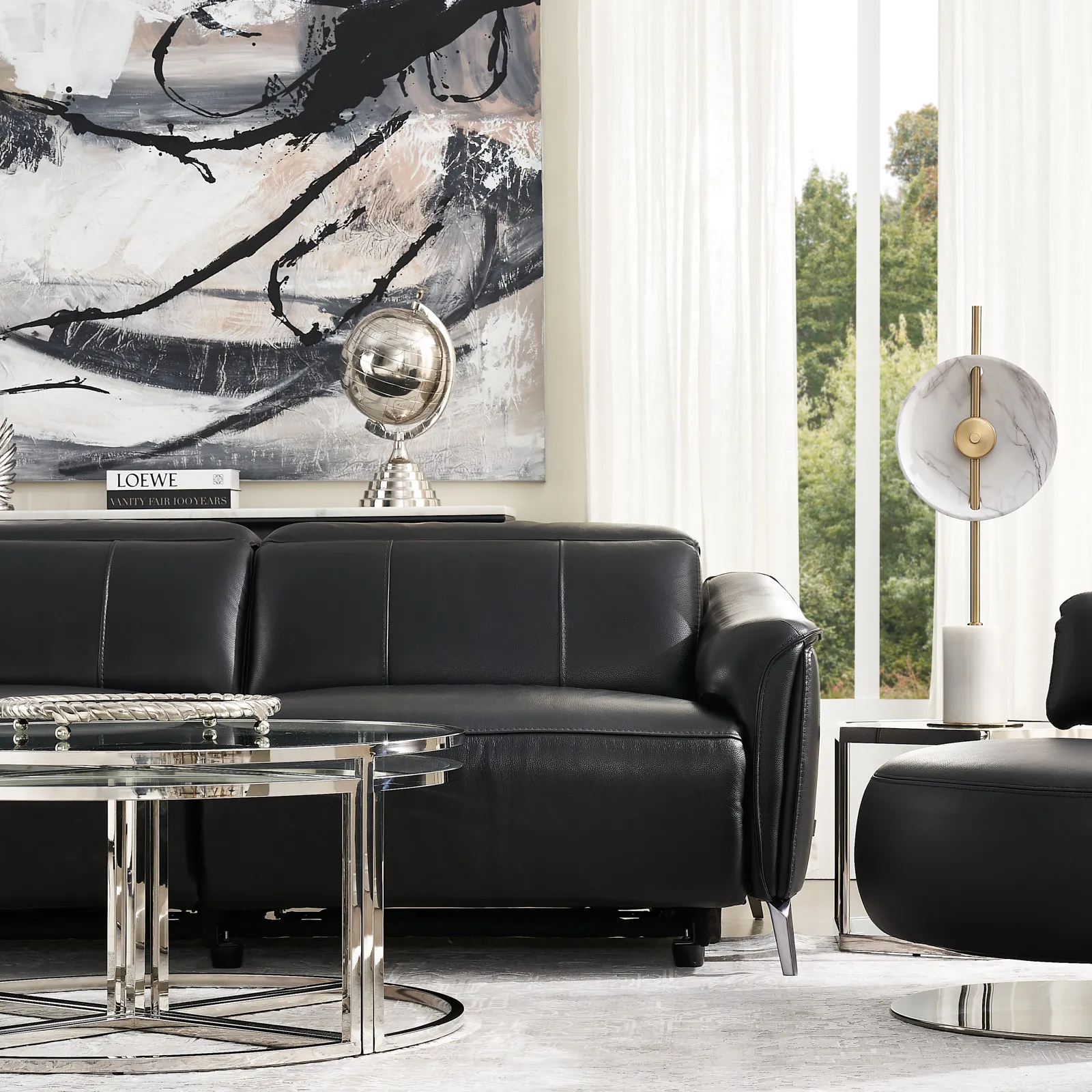 Carolina Black Leather 3-Seater Electric Recliner 