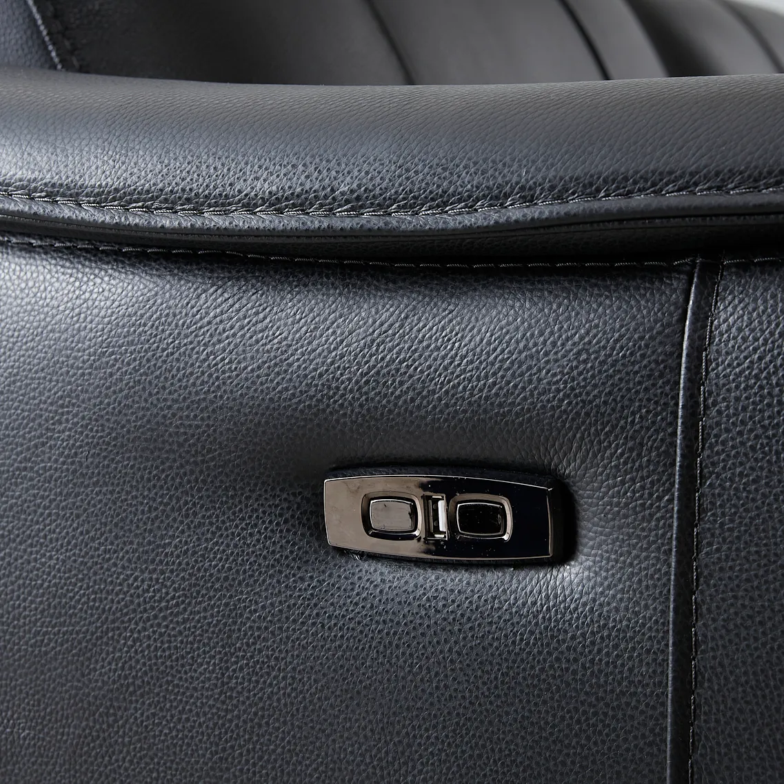 Carolina Black Leather 2-Seater Electric Recliner 