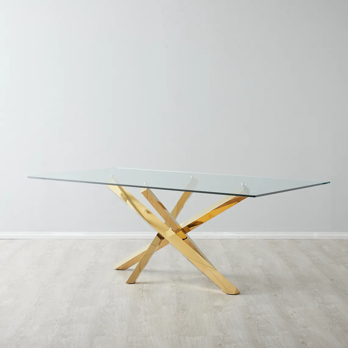 Lola Gold Dining Table - Glass Top