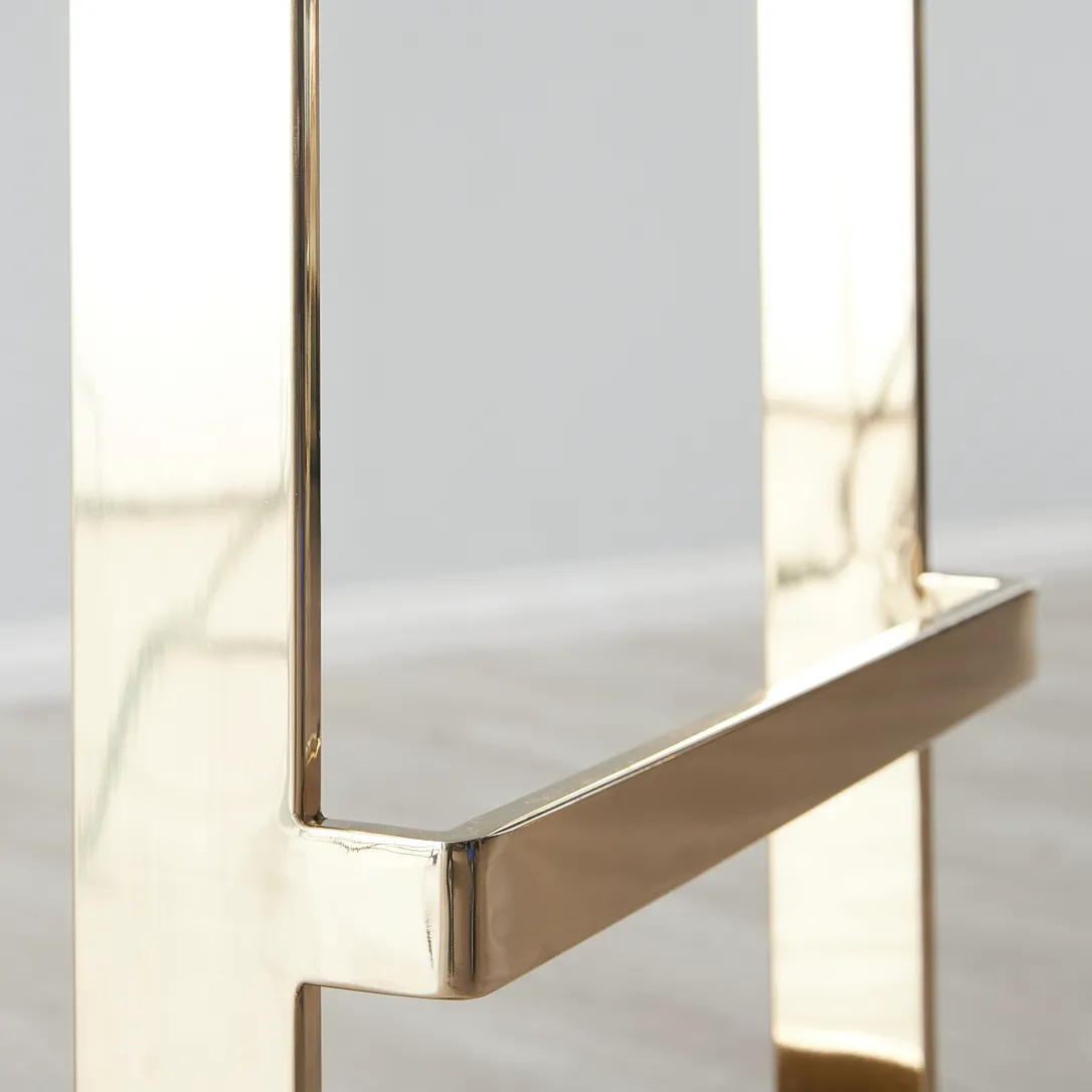 Rouven Black Velvet 79cm Bar Stool - Champagne Gold Legs