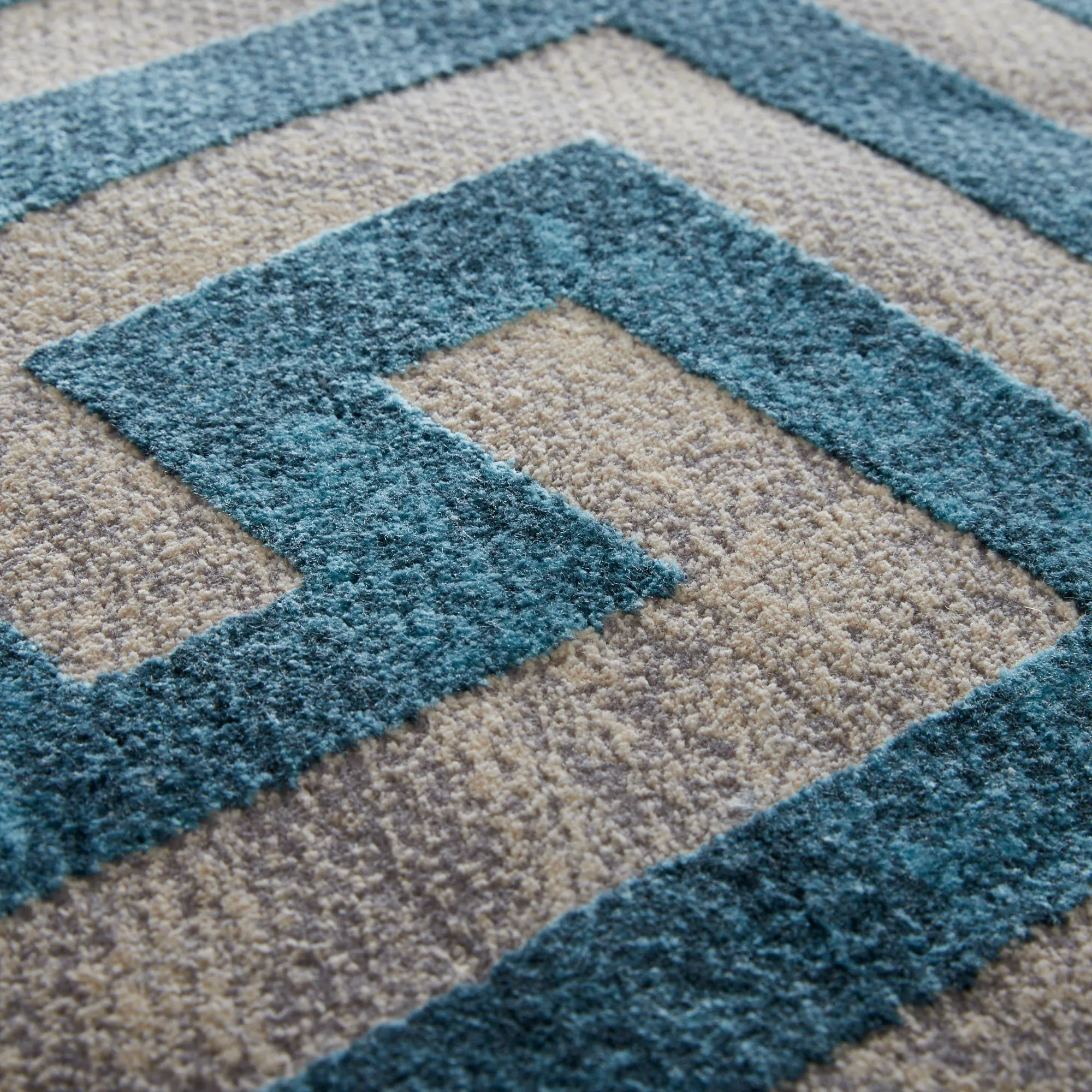Greek Key Floor Rug - Blue Medium 200cm x 300cm