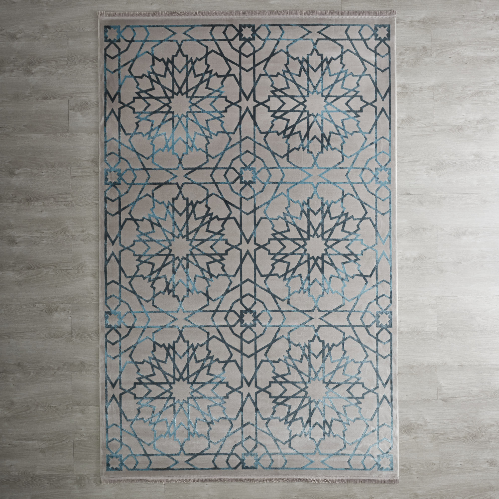 Blue Arabesque Floor Rug - Large