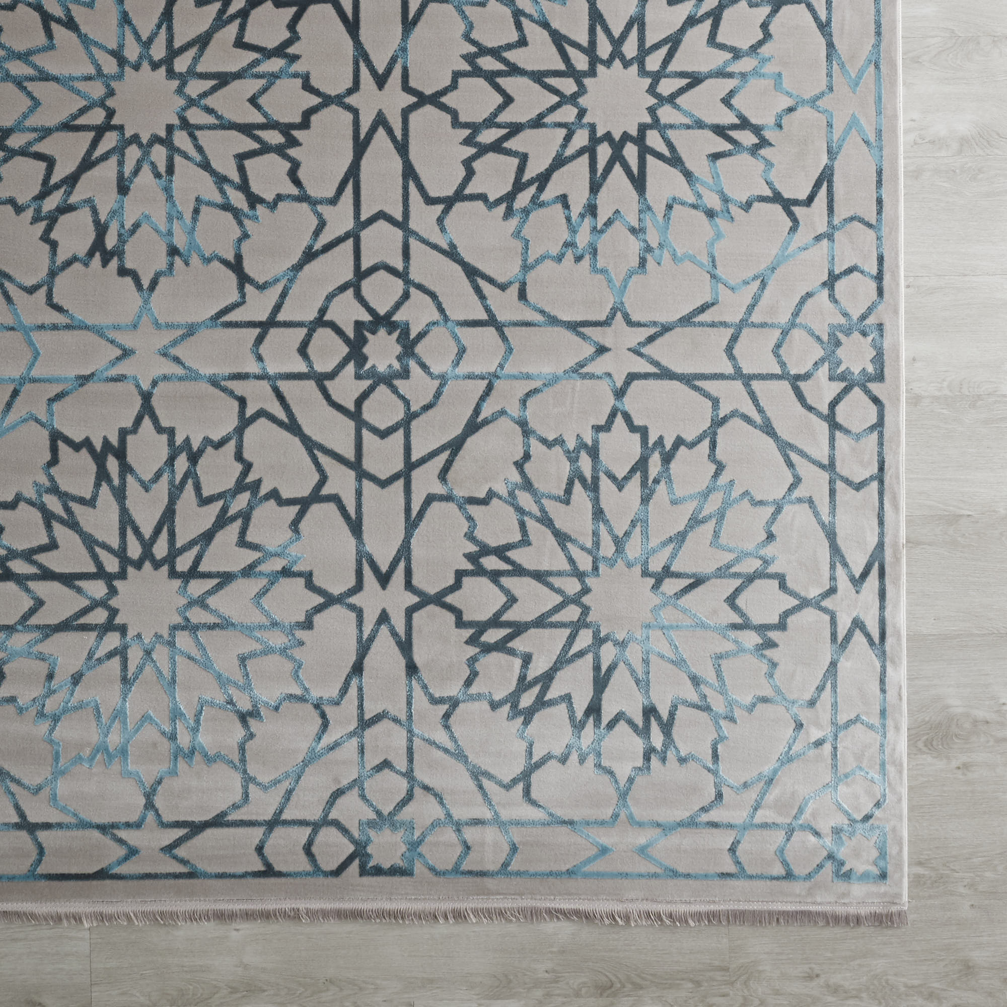 Blue Arabesque Floor Rug - Large