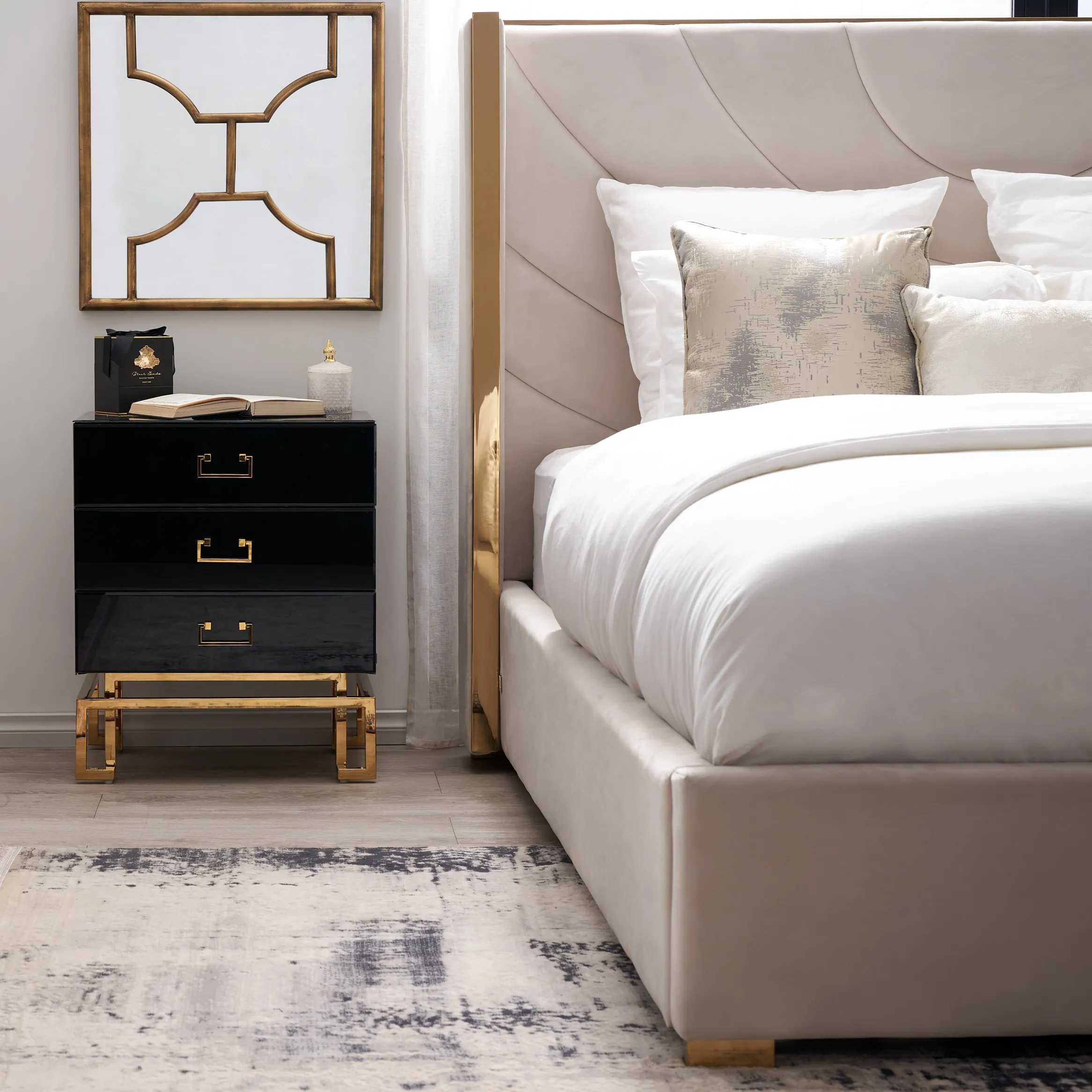 Luella Black Bedside Table 