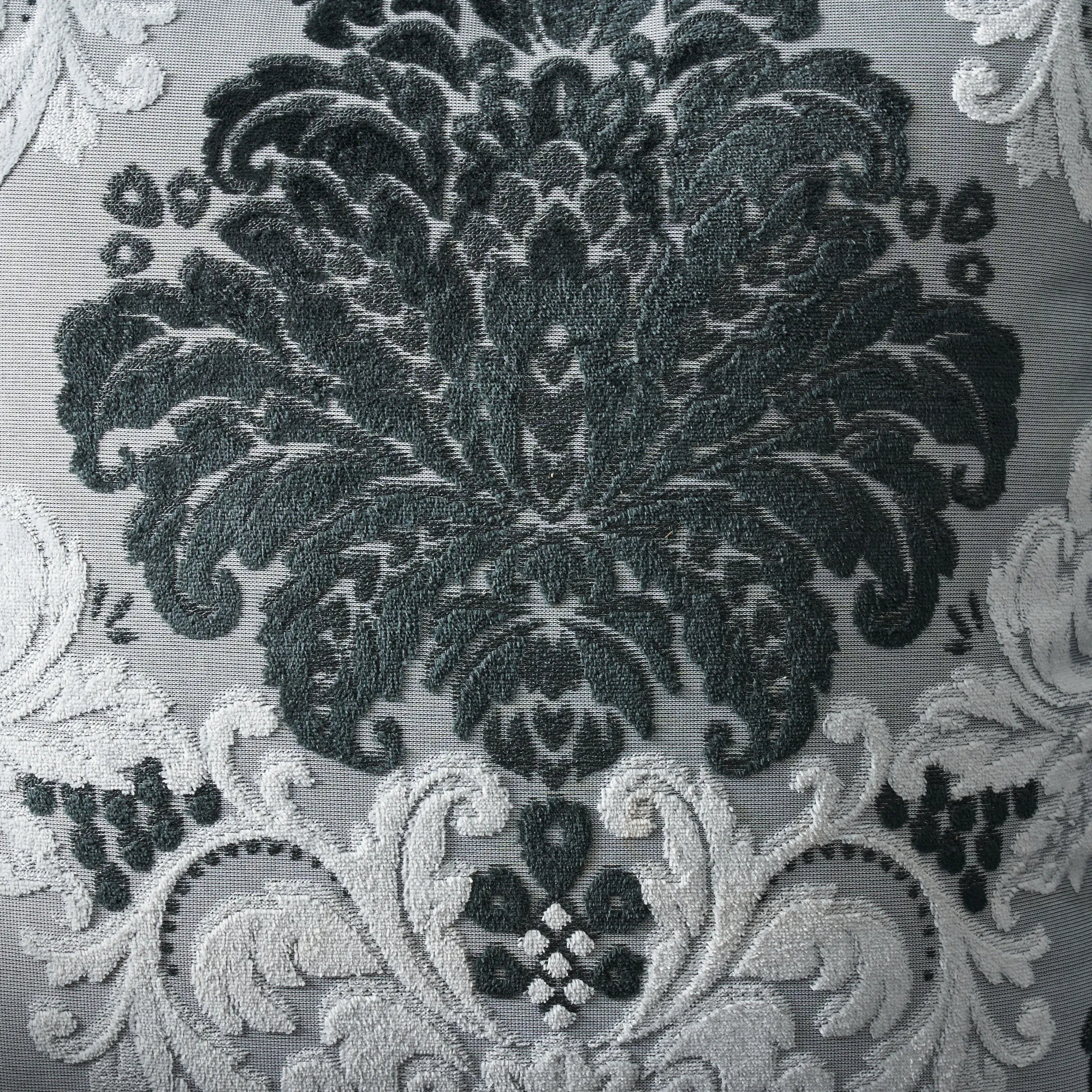 Florence II Charcoal Velvet 3-Seater Sofa with Floral Cushions