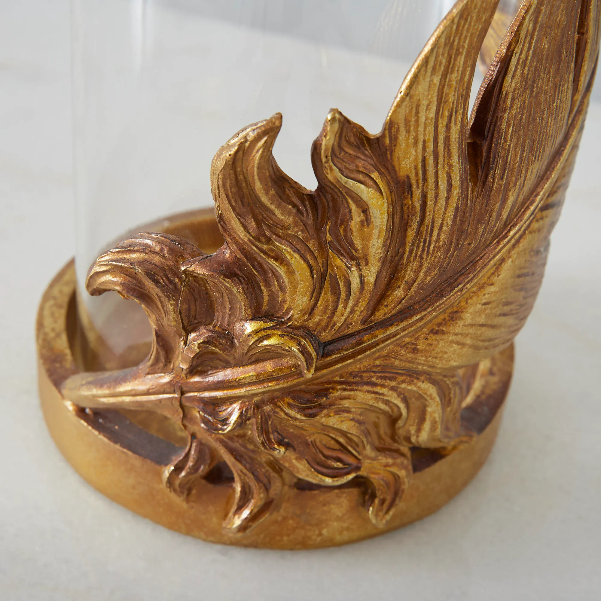 Golden Feather Candle Holder 
