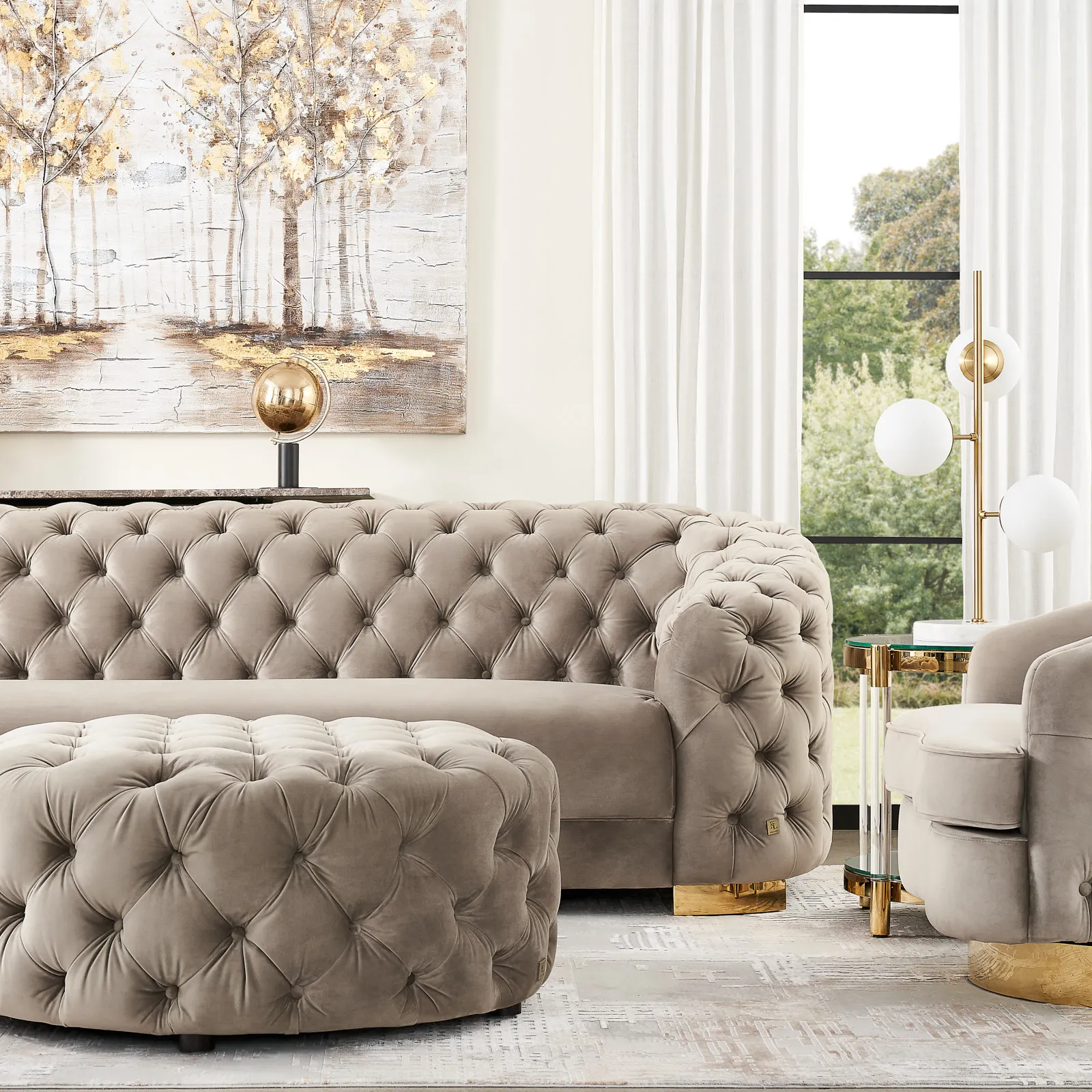 Kelly Emerald Velvet Swivel Chair - Gold Leg